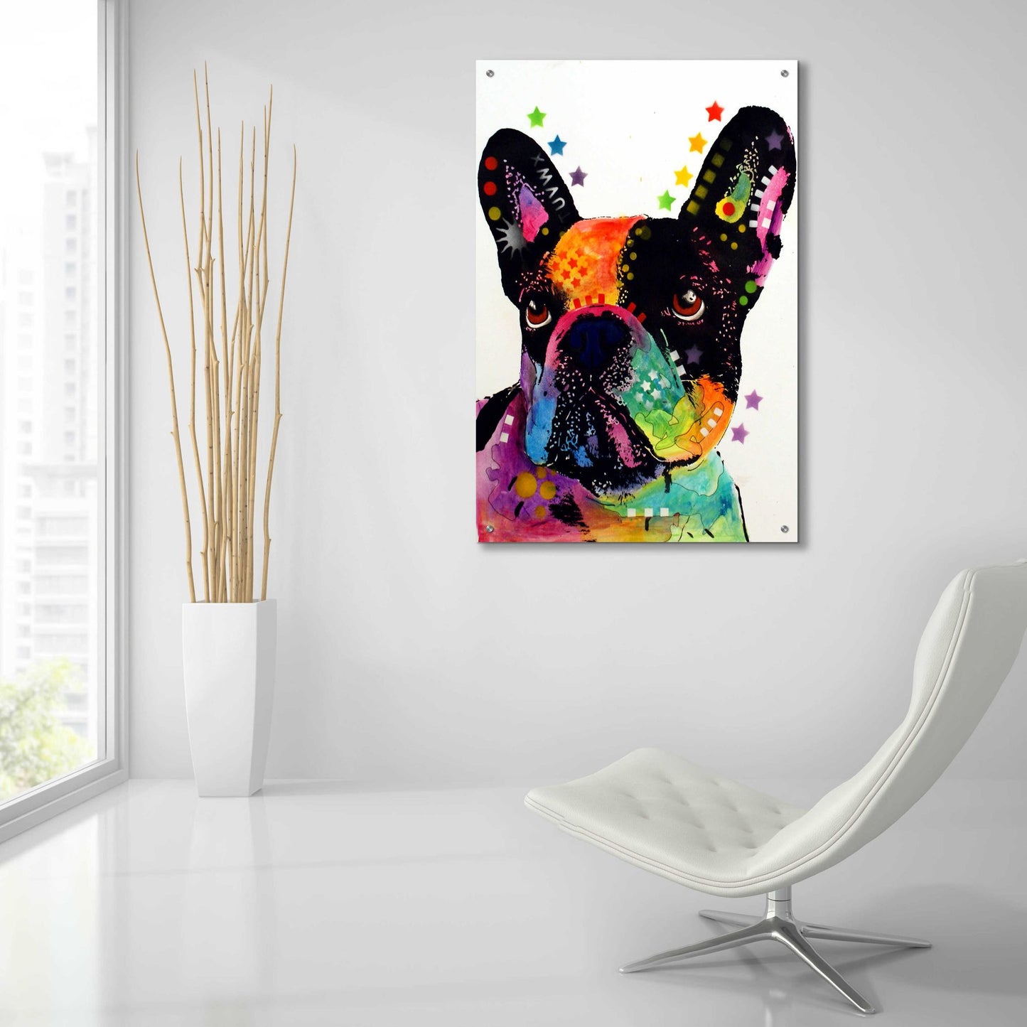 Epic Art 'French Bulldog' by Dean Russo, Acrylic Glass Wall Art,24x36
