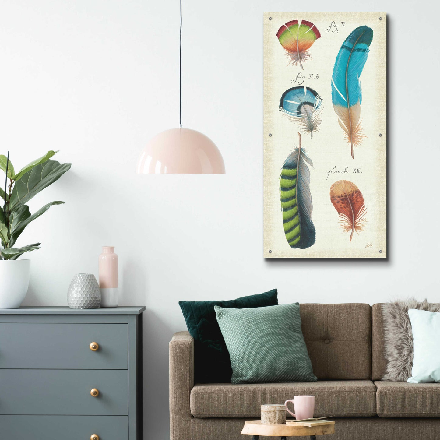 Epic Art 'Ornithology III Panel' by Daphne Brissonnet, Acrylic Glass Wall Art,24x48