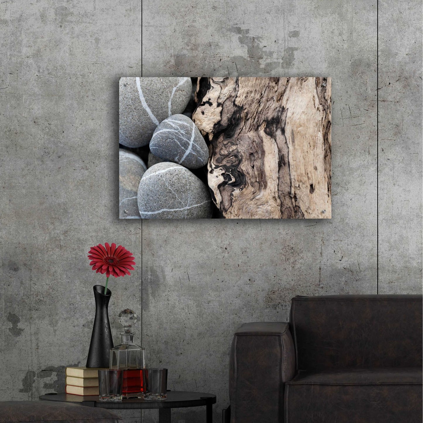 Epic Art 'Dirftwood and Beach Stones' by Elena Ray, Acrylic Glass Wall Art,36x24