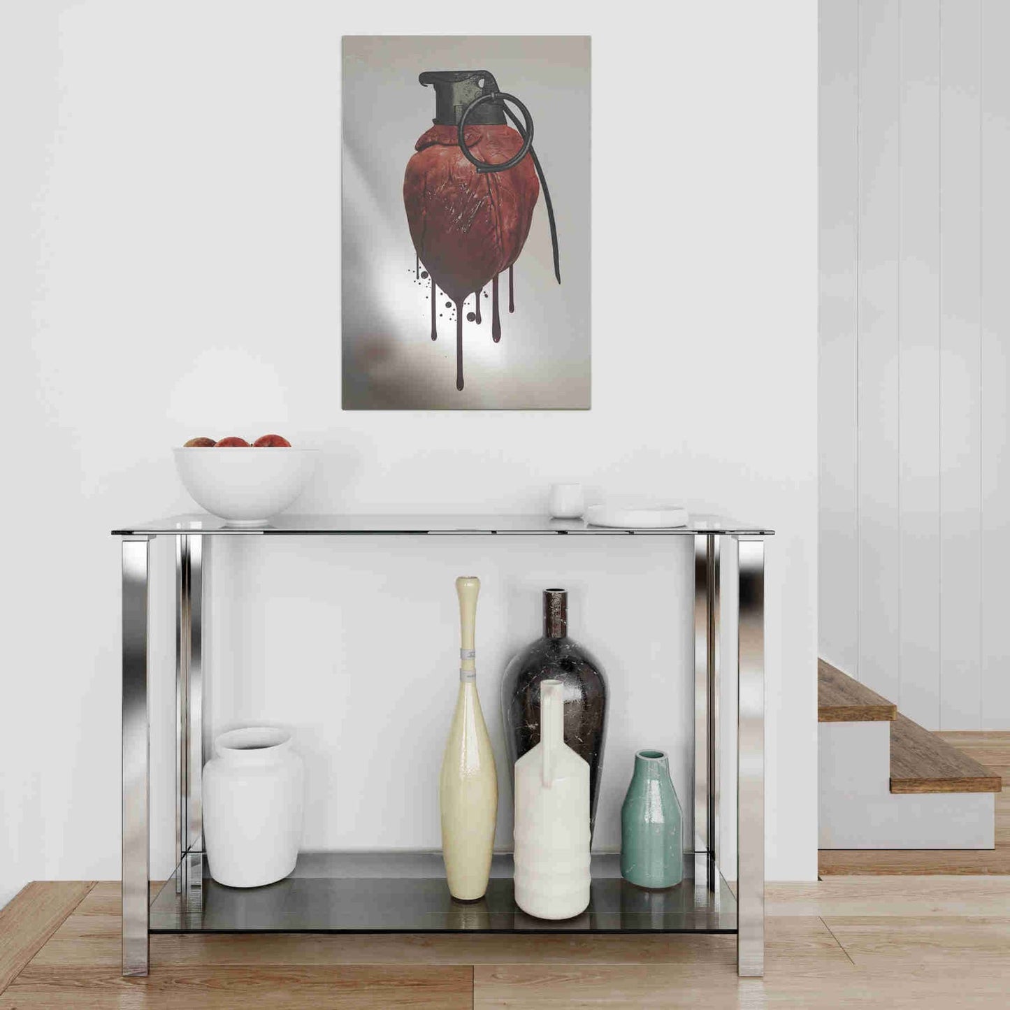 Epic Art "Heart Grenade" by Nicklas Gustafsson, on Brushed Aluminum,16 x 24