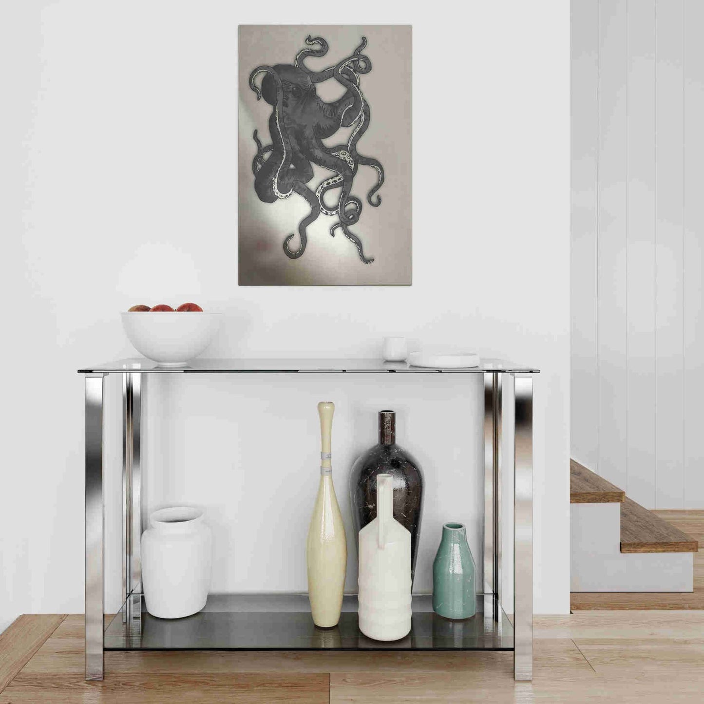 Epic Art "Octopus" by Nicklas Gustafsson, on Brushed Aluminum,16 x 24