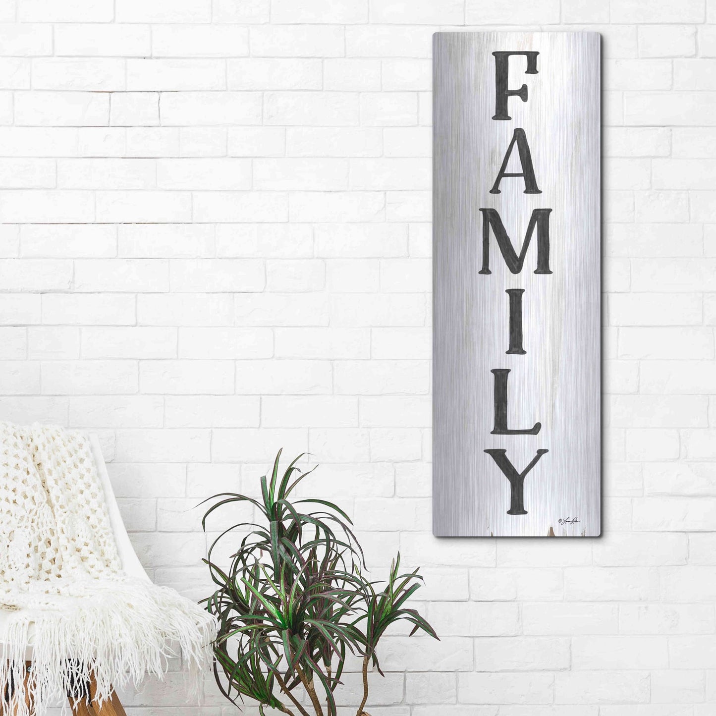 Luxe Metal Art 'Family' by Lauren Rader, Metal Wall Art,16x48