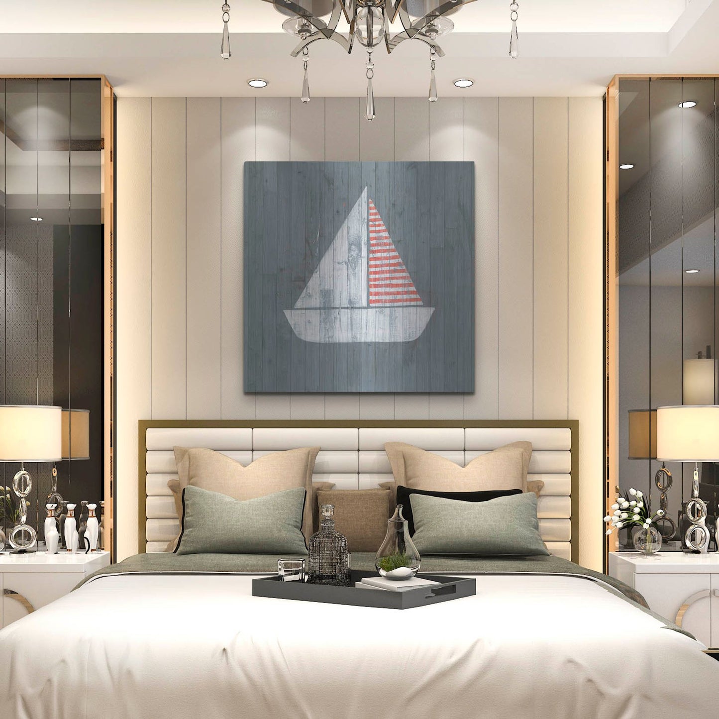 Luxe Metal Art 'Nautical Plank I' by Grace Popp, Metal Wall Art,36x36
