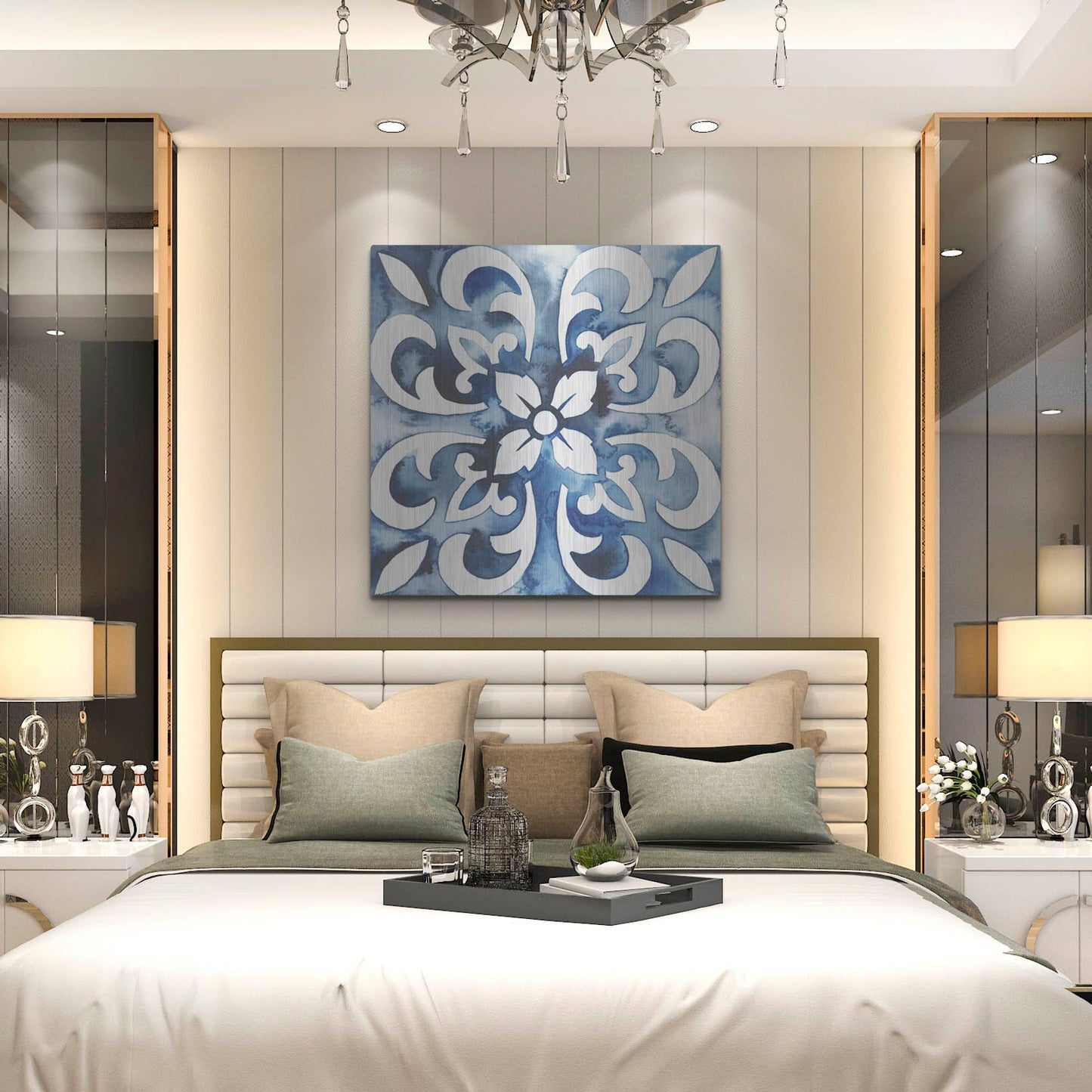 Luxe Metal Art 'Cobalt Tile II' by Grace Popp, Metal Wall Art,36x36