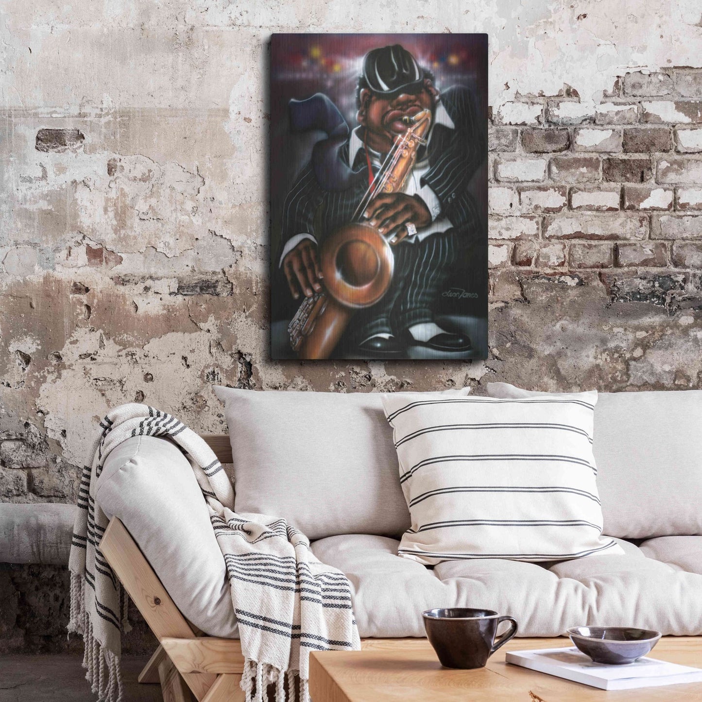 Luxe Metal Art 'Jazzman Moe' by Leonard Jones, Metal Wall Art,24x36