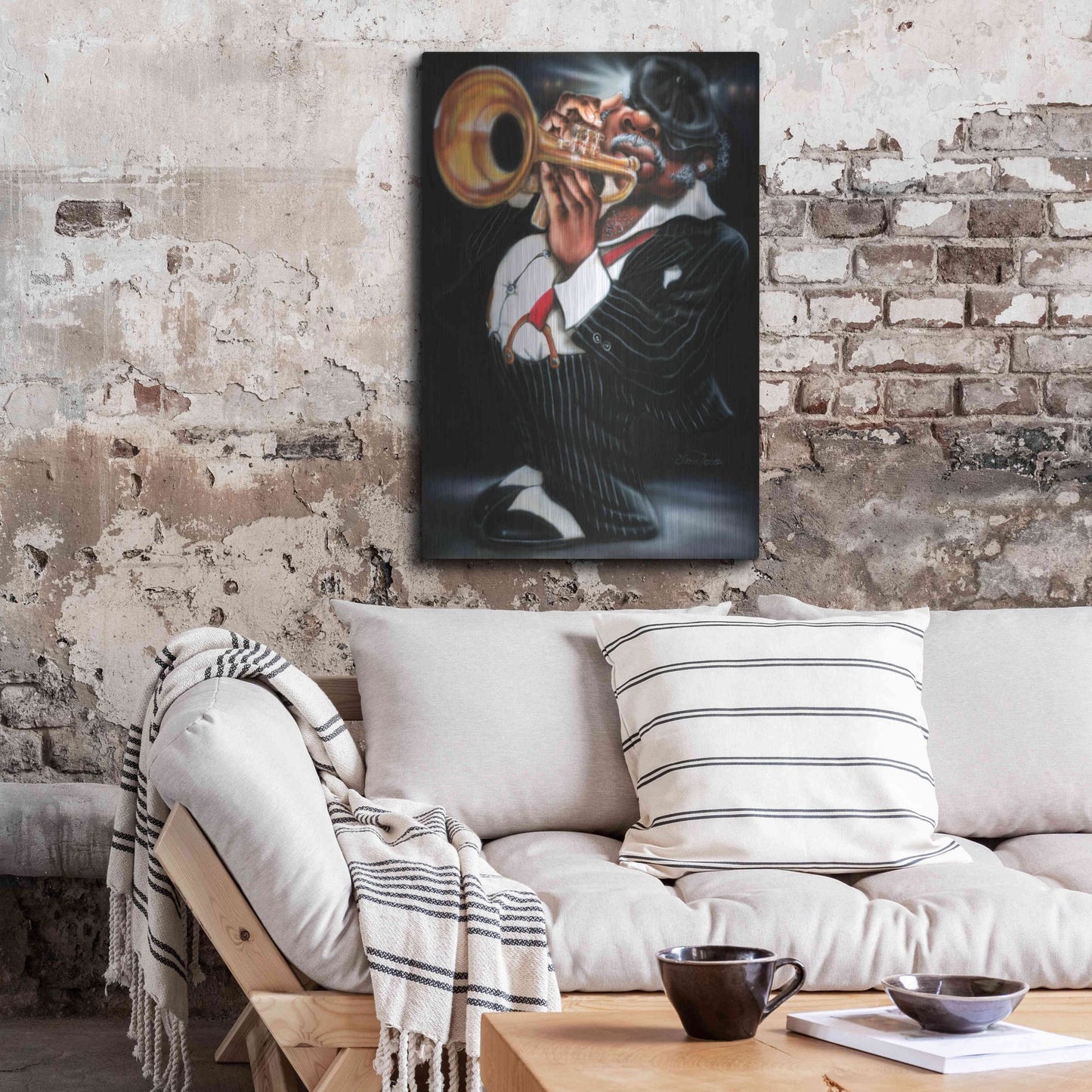 Luxe Metal Art 'Jazzman Papa Joe' by Leonard Jones, Metal Wall Art,24x36