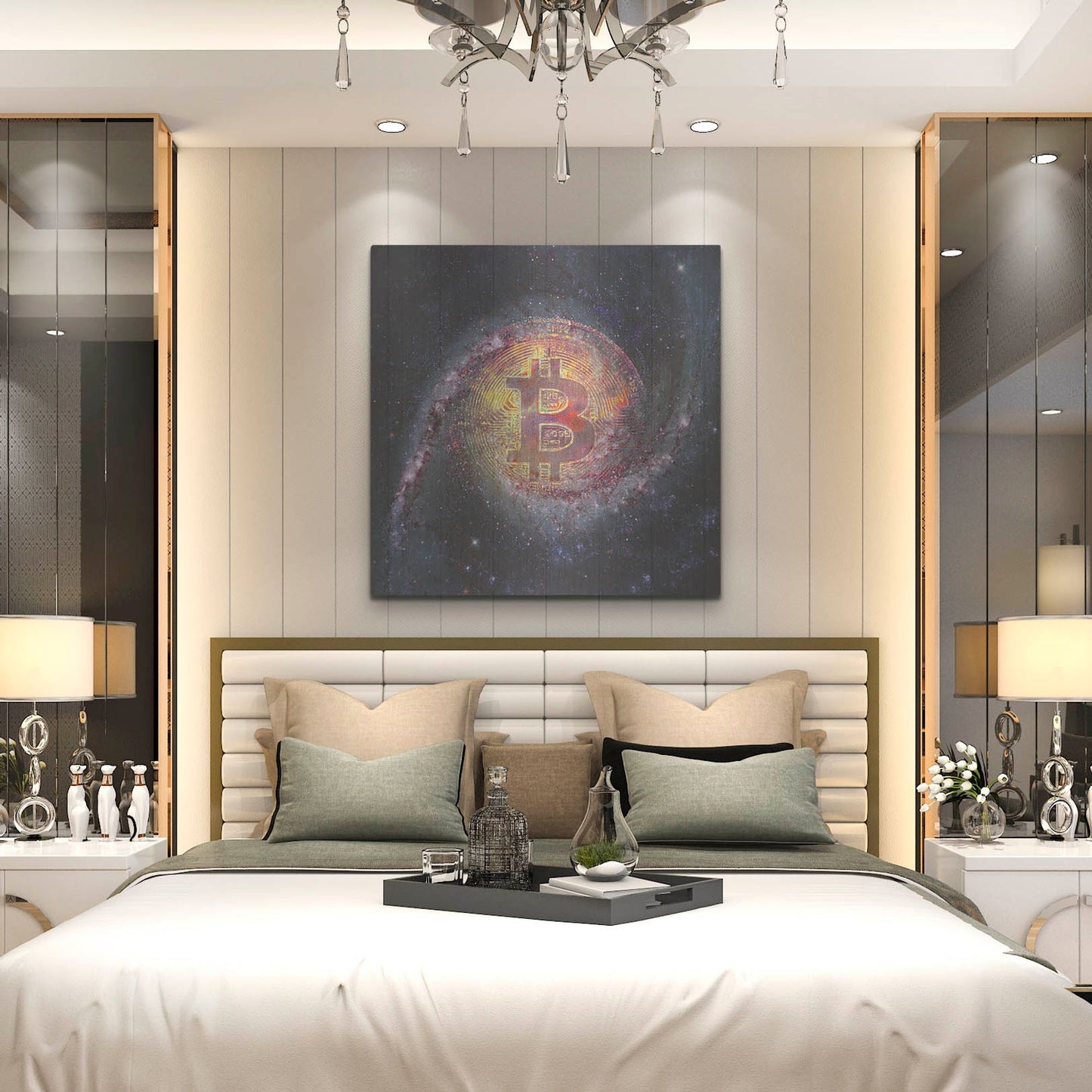 Luxe Metal Art 'Bitcoin Galaxy', Metal Wall Art,36x36
