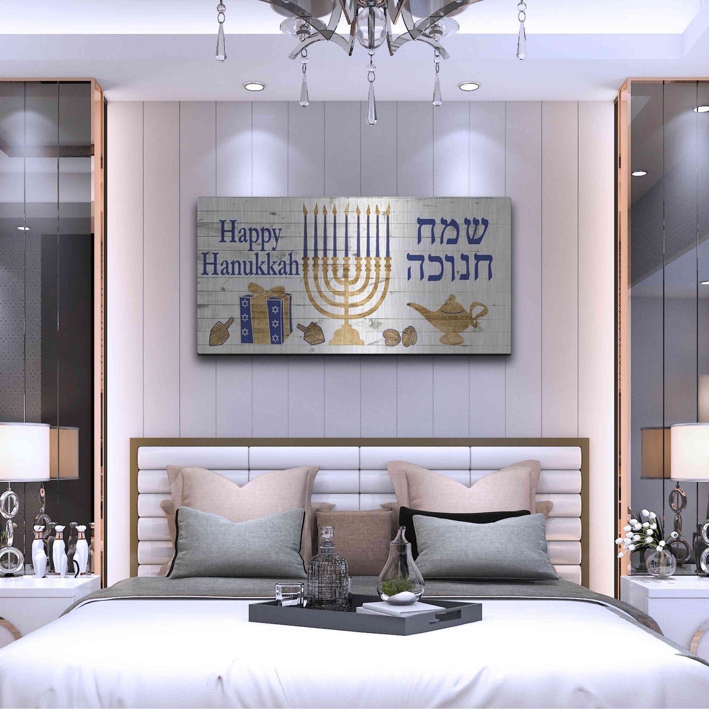 Luxe Metal Art 'Punny Hanukkah Collection H' by Alicia Ludwig, Metal Wall Art,48x24