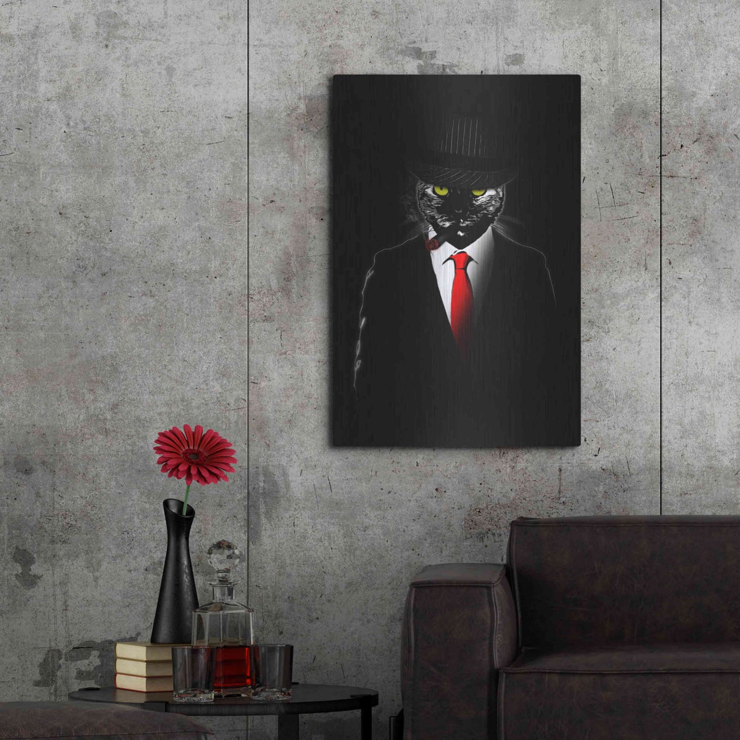 Luxe Metal Art 'Mobster Cat' by Nicklas Gustafsson, Metal Wall Art,24x36