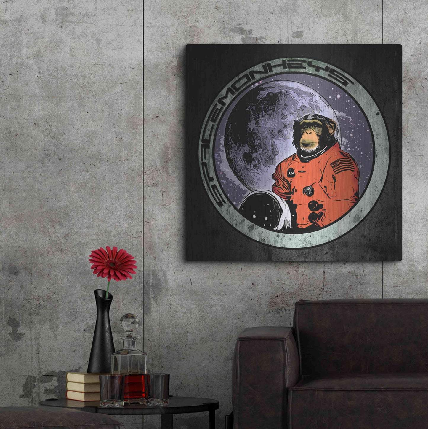 Luxe Metal Art 'Space Monkeys' by Nicklas Gustafsson, Metal Wall Art,36x36