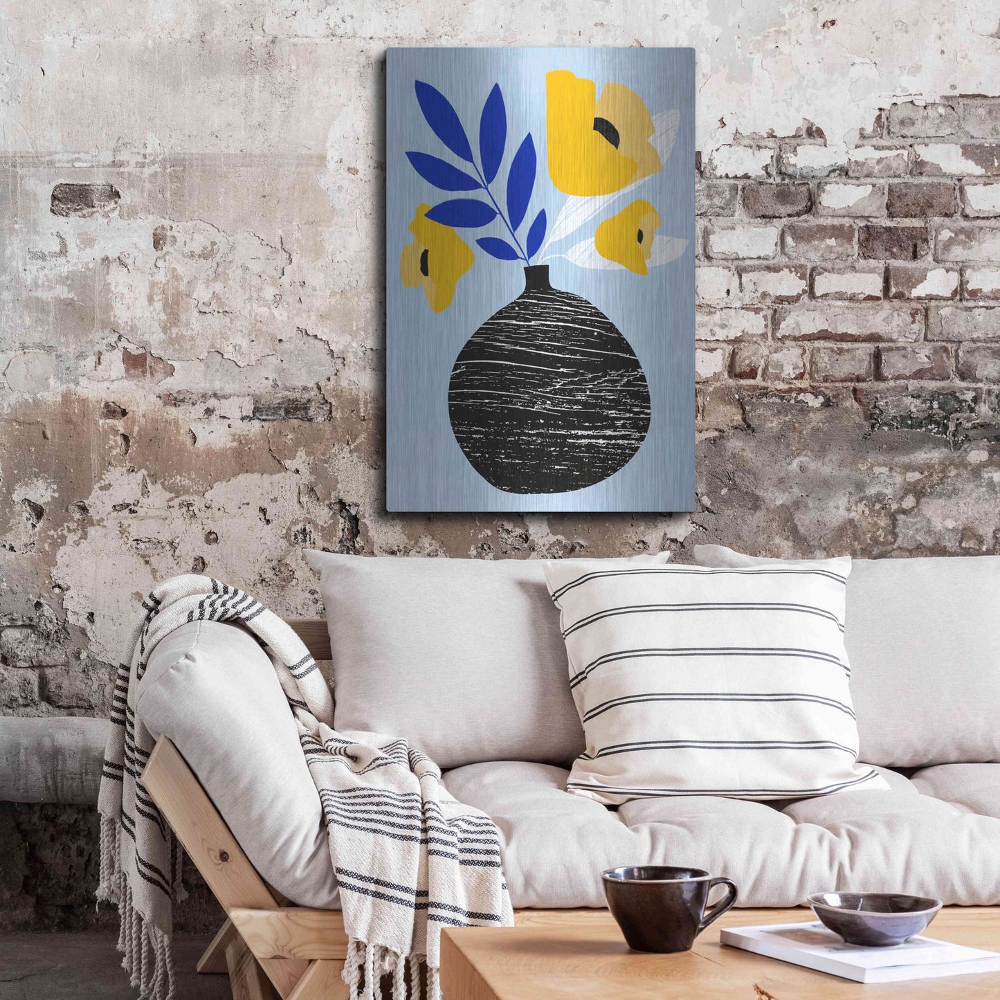 Luxe Metal Art 'Ruffled Vase IV' by Annie Warren, Metal Wall Art,24x36