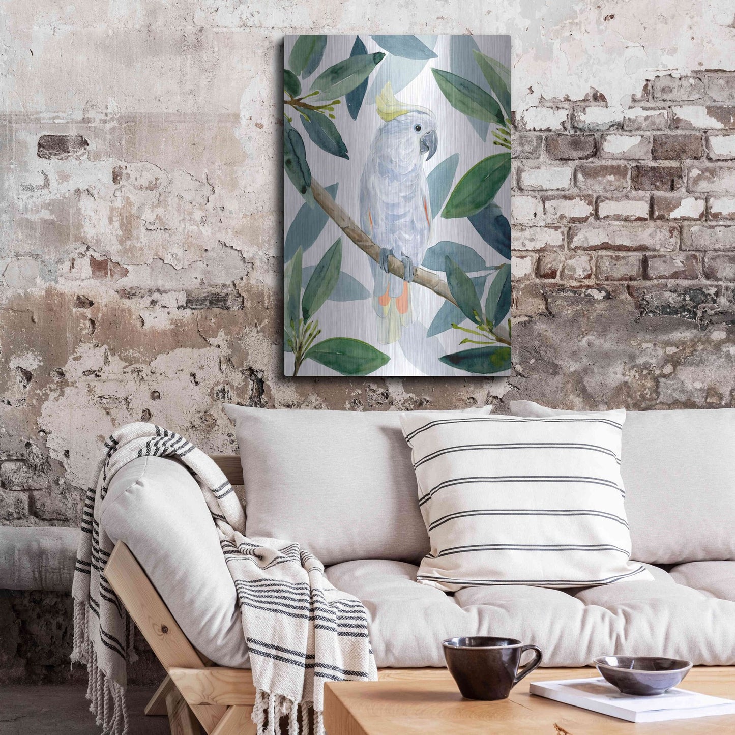 Luxe Metal Art 'Cockatoo Perch I' by Annie Warren, Metal Wall Art,24x36