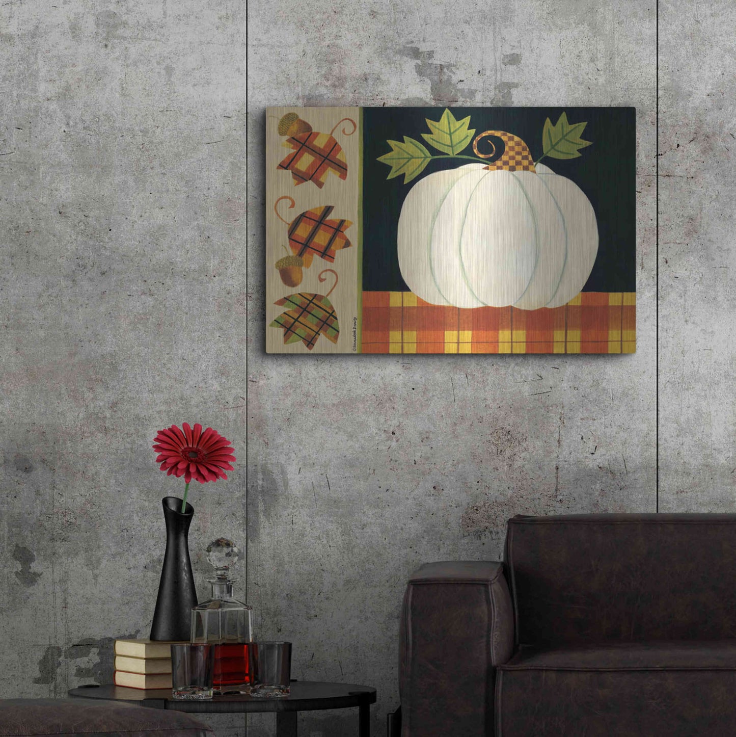 Luxe Metal Art 'White Pumpkin' by Bernadette Deming, Metal Wall Art,36x24