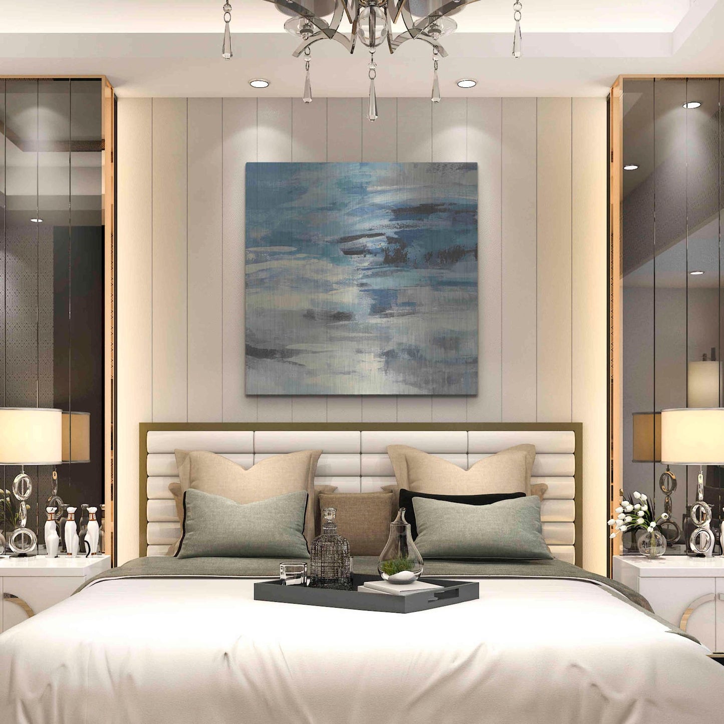 Luxe Metal Art 'Indigo Wave' by Silvia Vassileva, Metal Wall Art,36x36