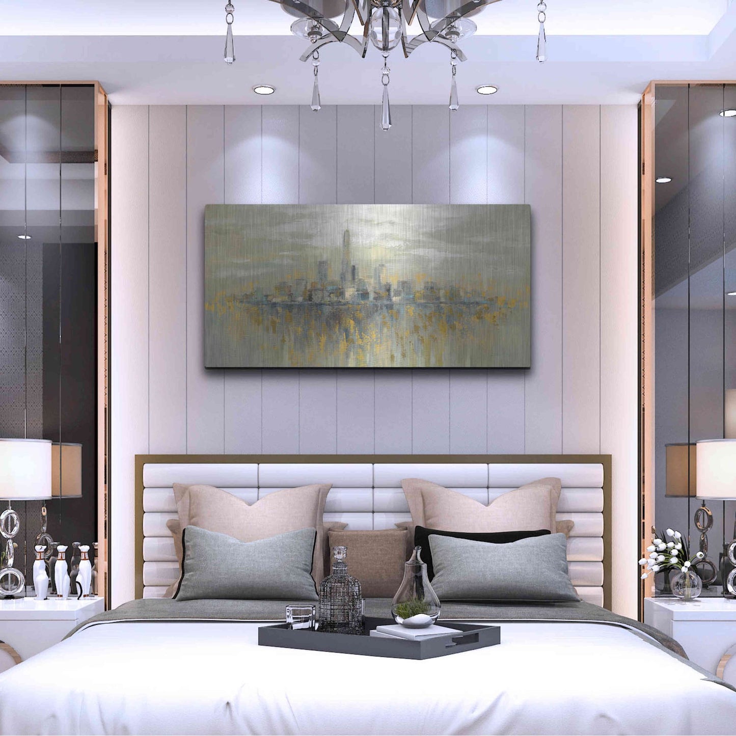 Luxe Metal Art 'Manhattan Fog' by Silvia Vassileva, Metal Wall Art,48x24