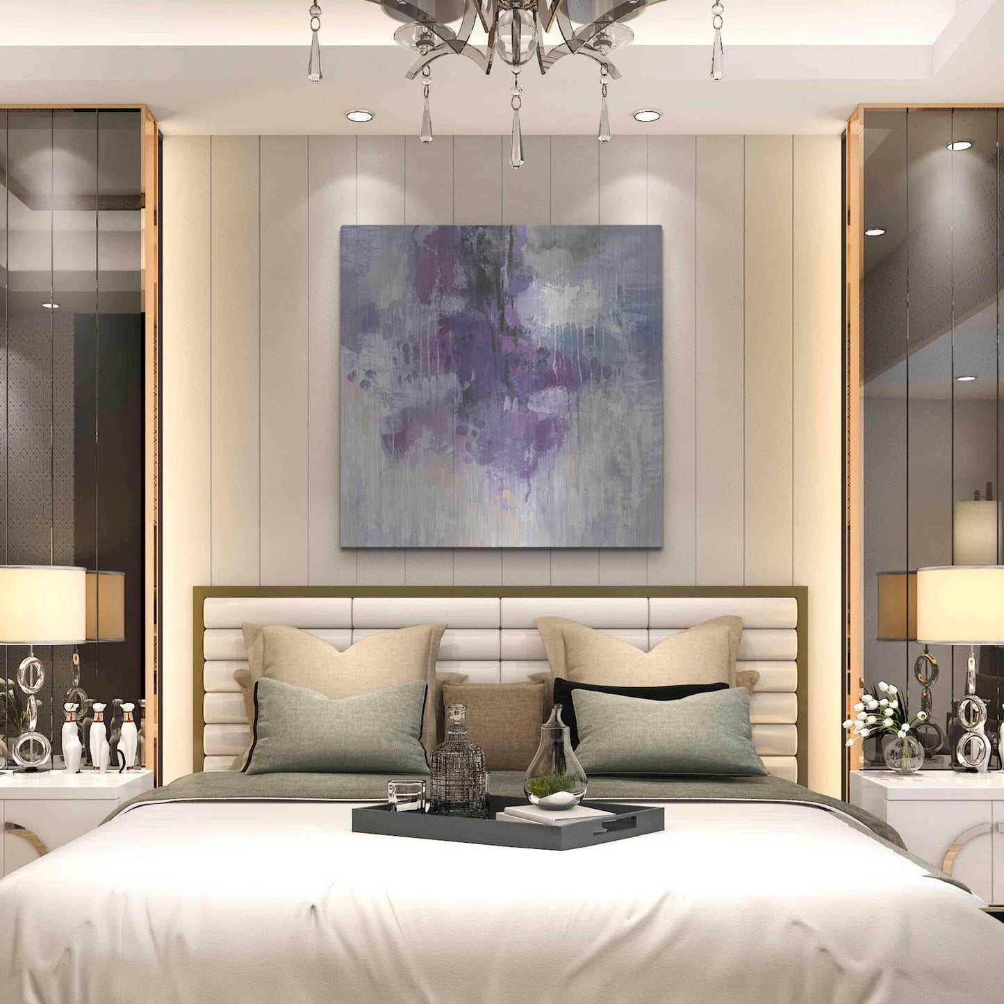 Luxe Metal Art 'Violet Rain' by Silvia Vassileva, Metal Wall Art,36x36