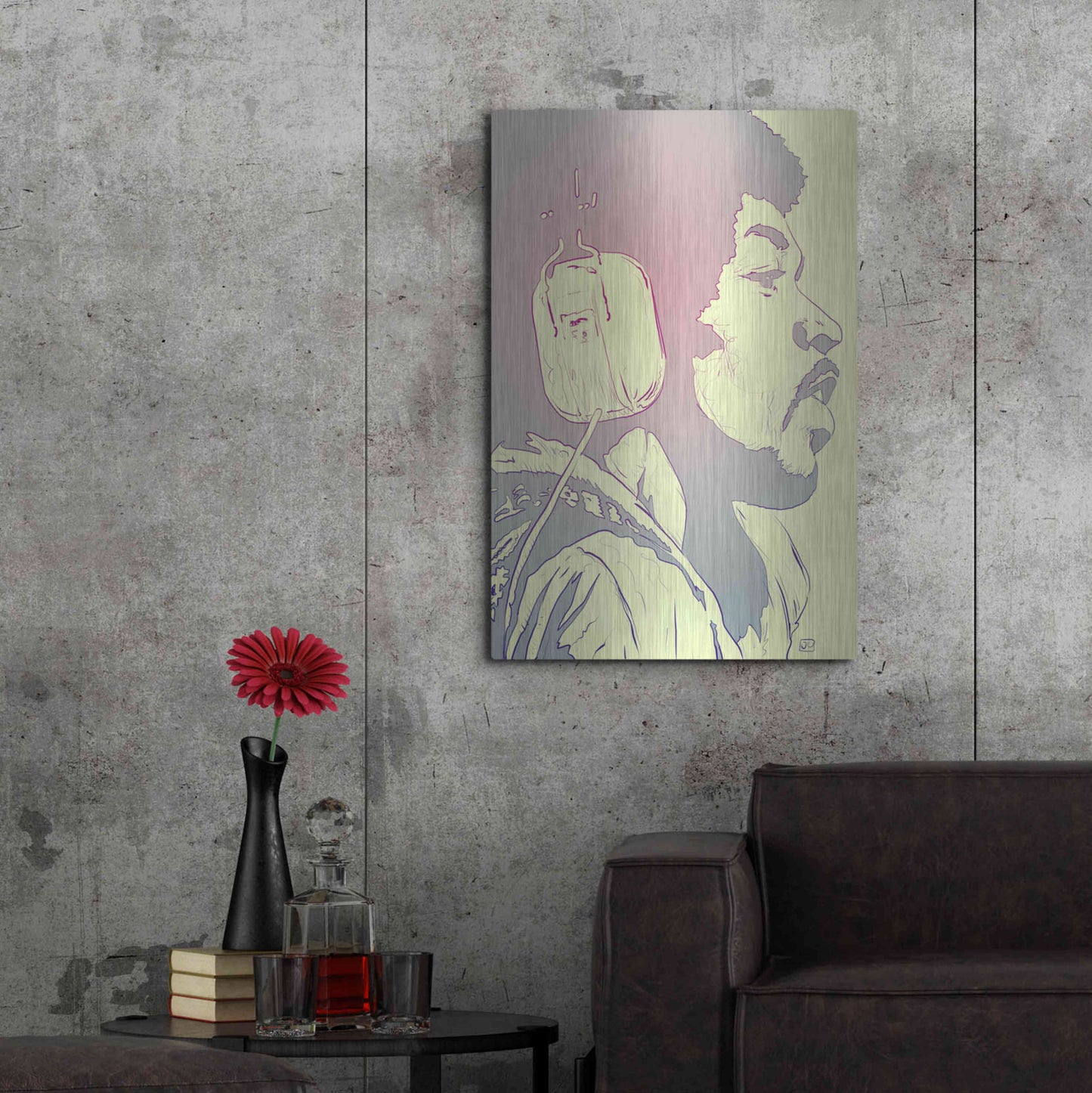 Luxe Metal Art 'Jimi Hendrix' by Giuseppe Cristiano, Metal Wall Art,24x36