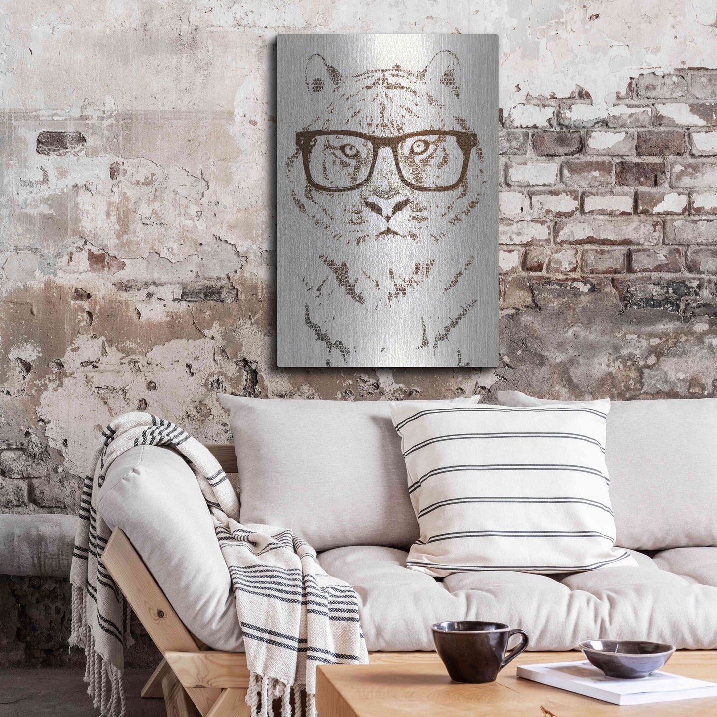 Luxe Metal Art 'Hipster Tiger' by Paula Belle Flores, Metal Wall Art,24x36