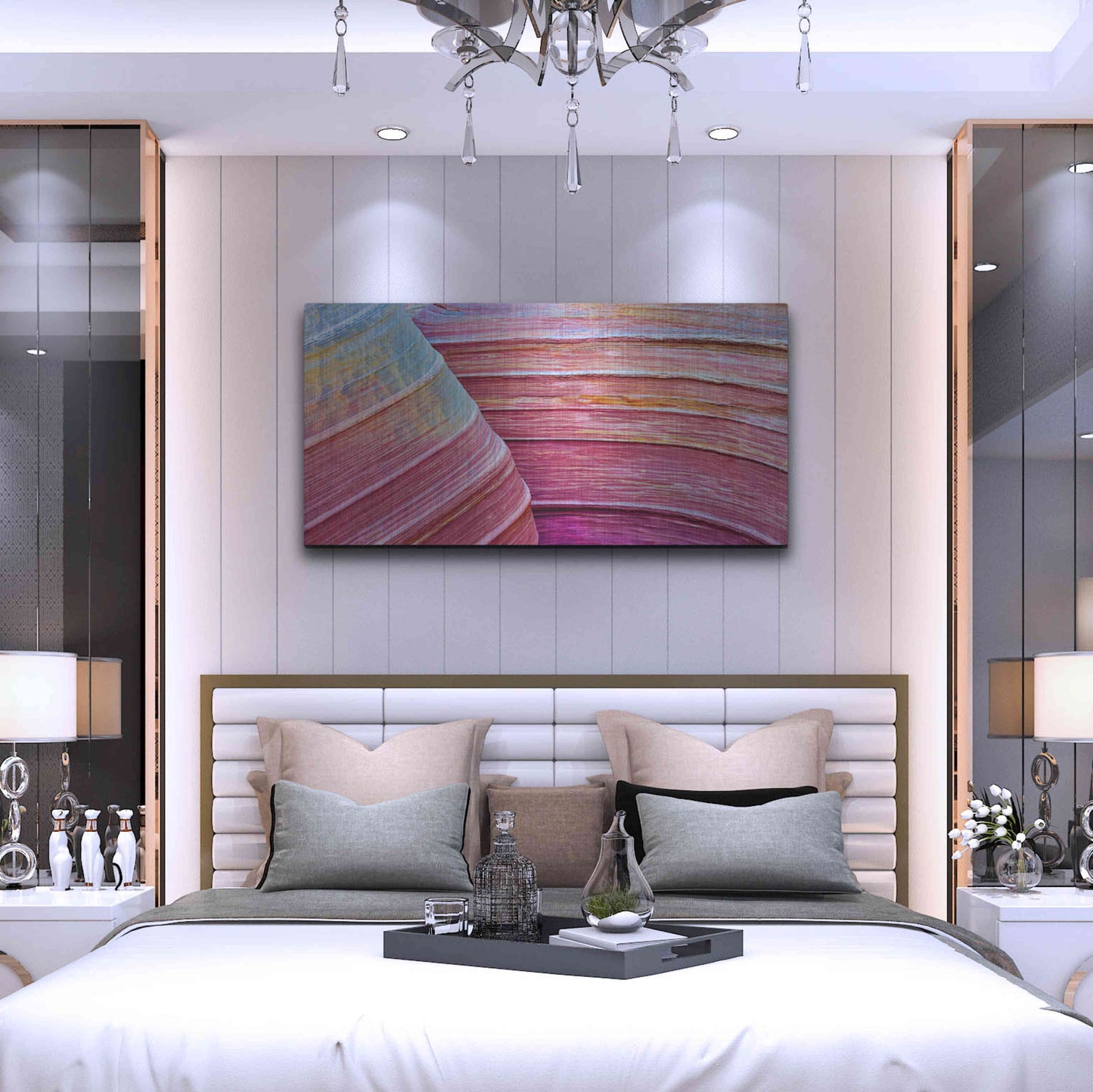 Luxe Metal Art 'Rainbow Rocks' by Thomas Haney, Metal Wall Art,48x24