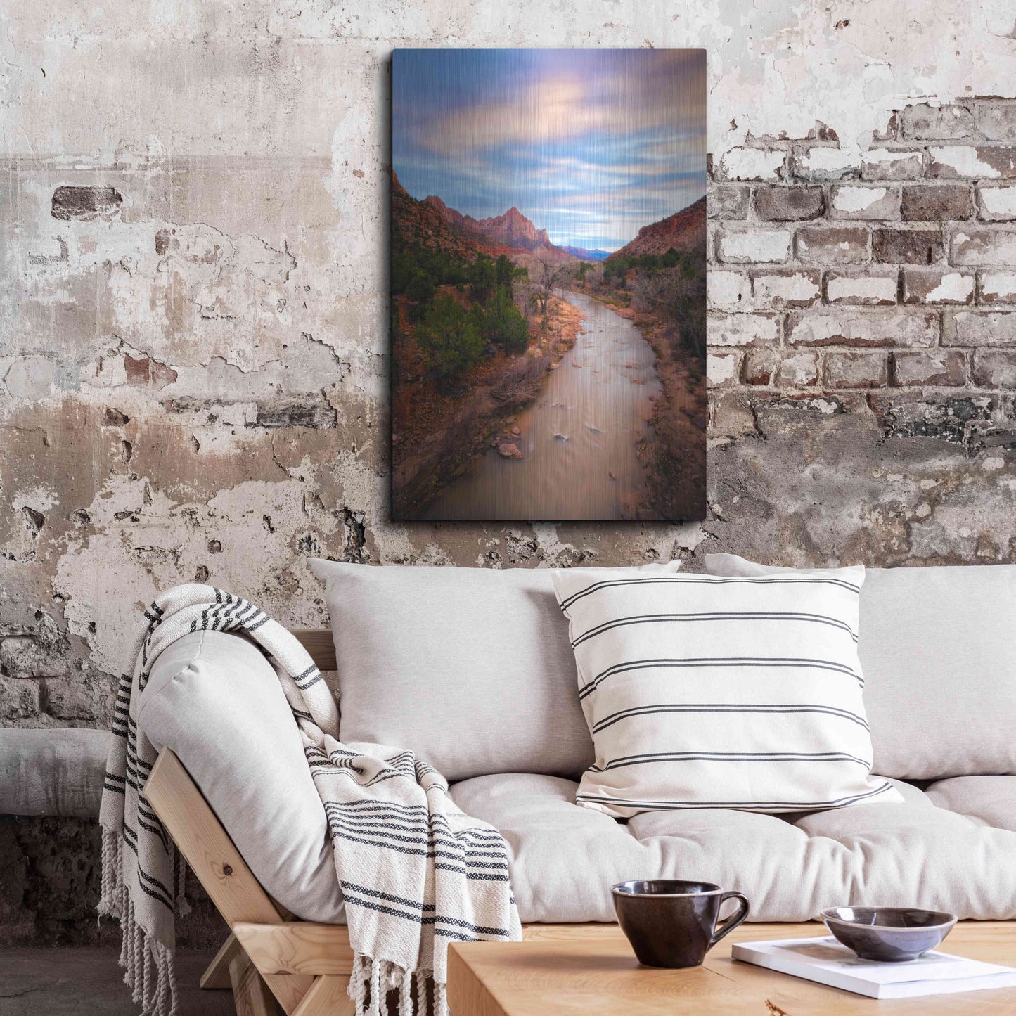 Luxe Metal Art 'Zion River Vert' by Thomas Haney, Metal Wall Art,24x36