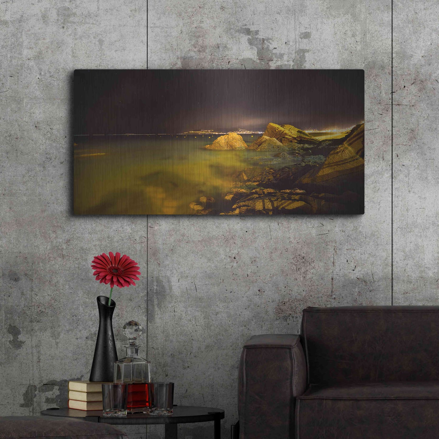 Luxe Metal Art 'Cannes La bocca' by Sebastien Lory, Metal Wall Art,48x24