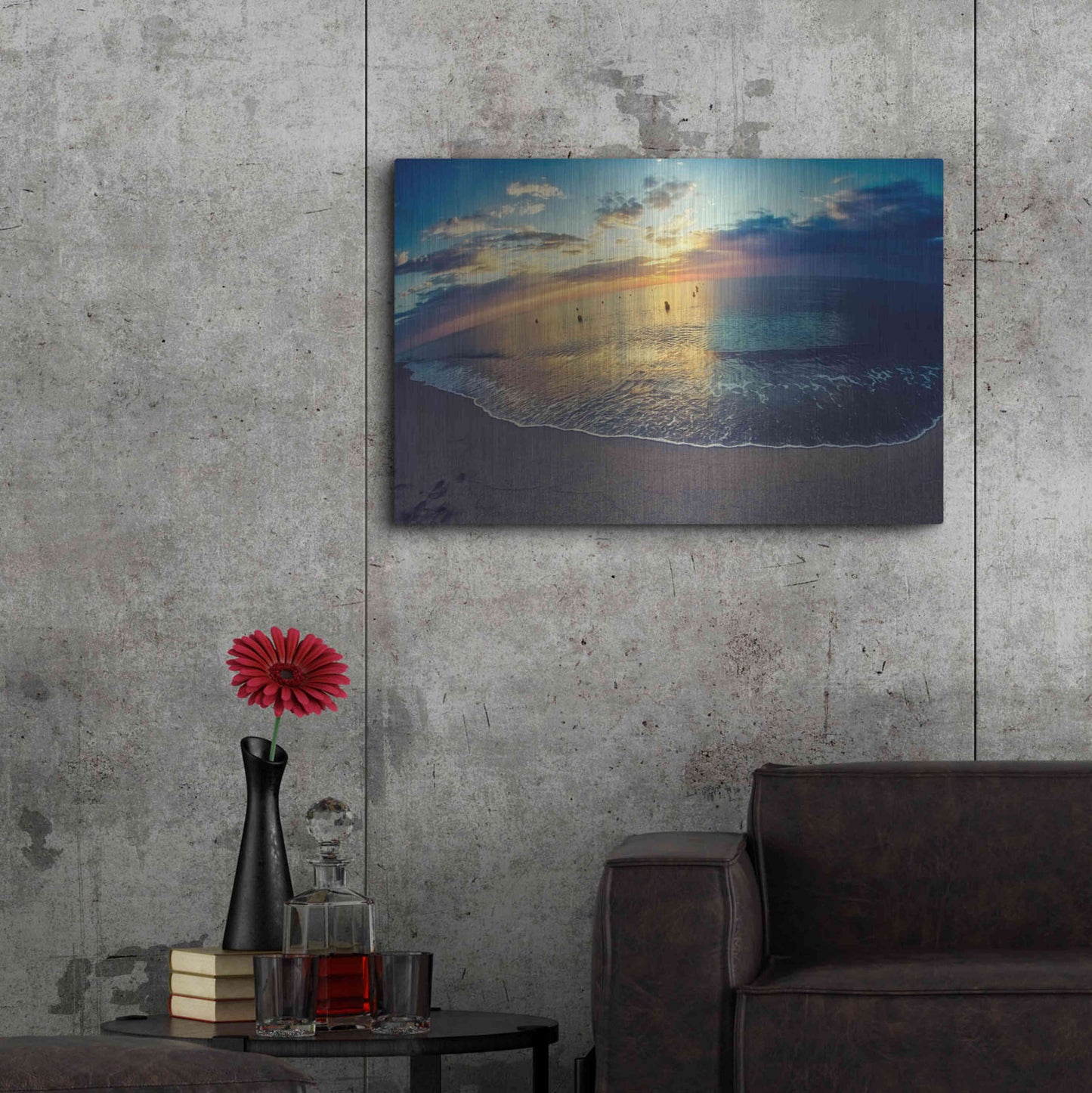 Luxe Metal Art 'Cypress Sunrise III' by Sebastien Lory, Metal Wall Art,36x24