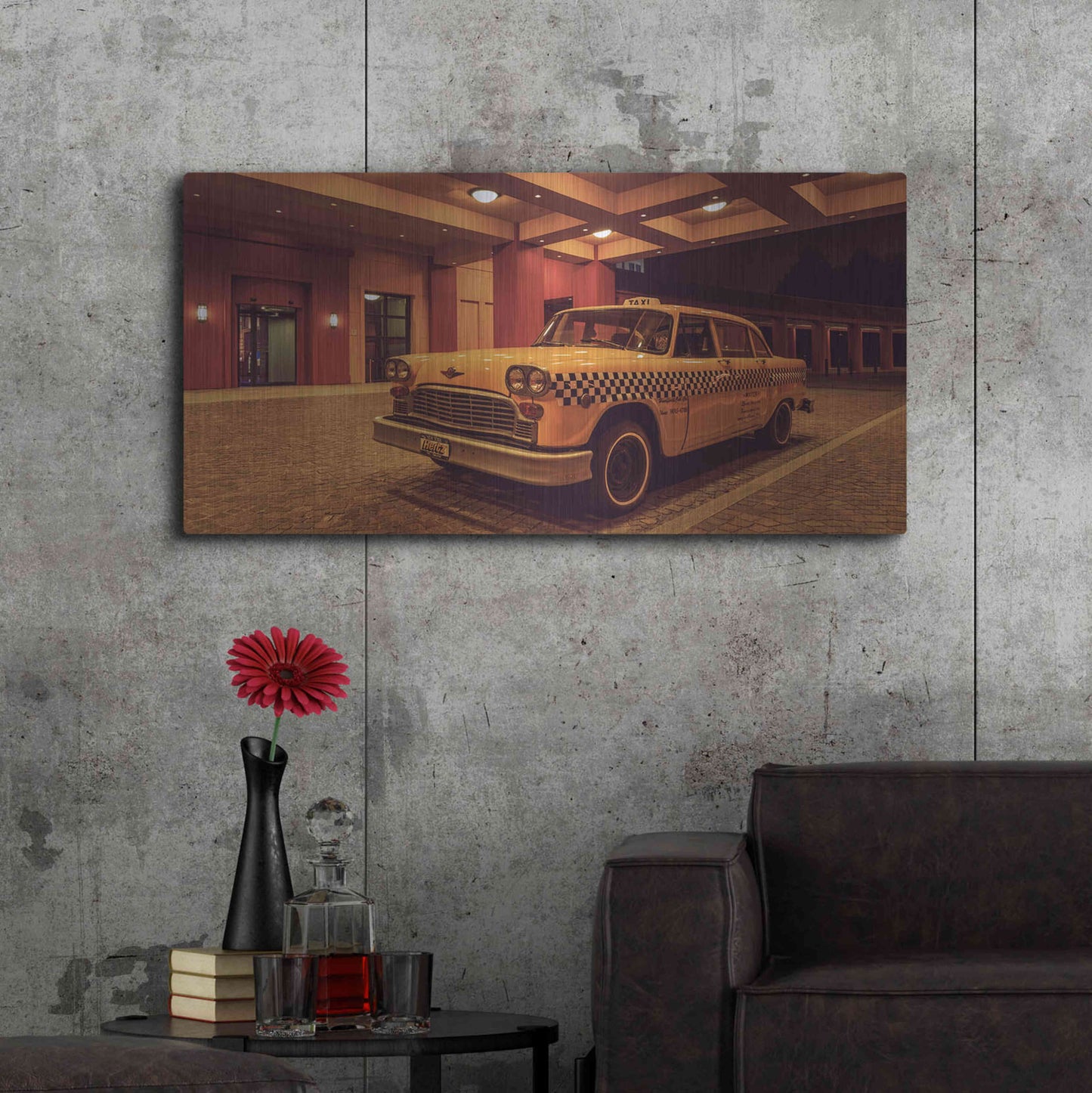Luxe Metal Art 'Disney 2 Taxi' by Sebastien Lory, Metal Wall Art,48x24