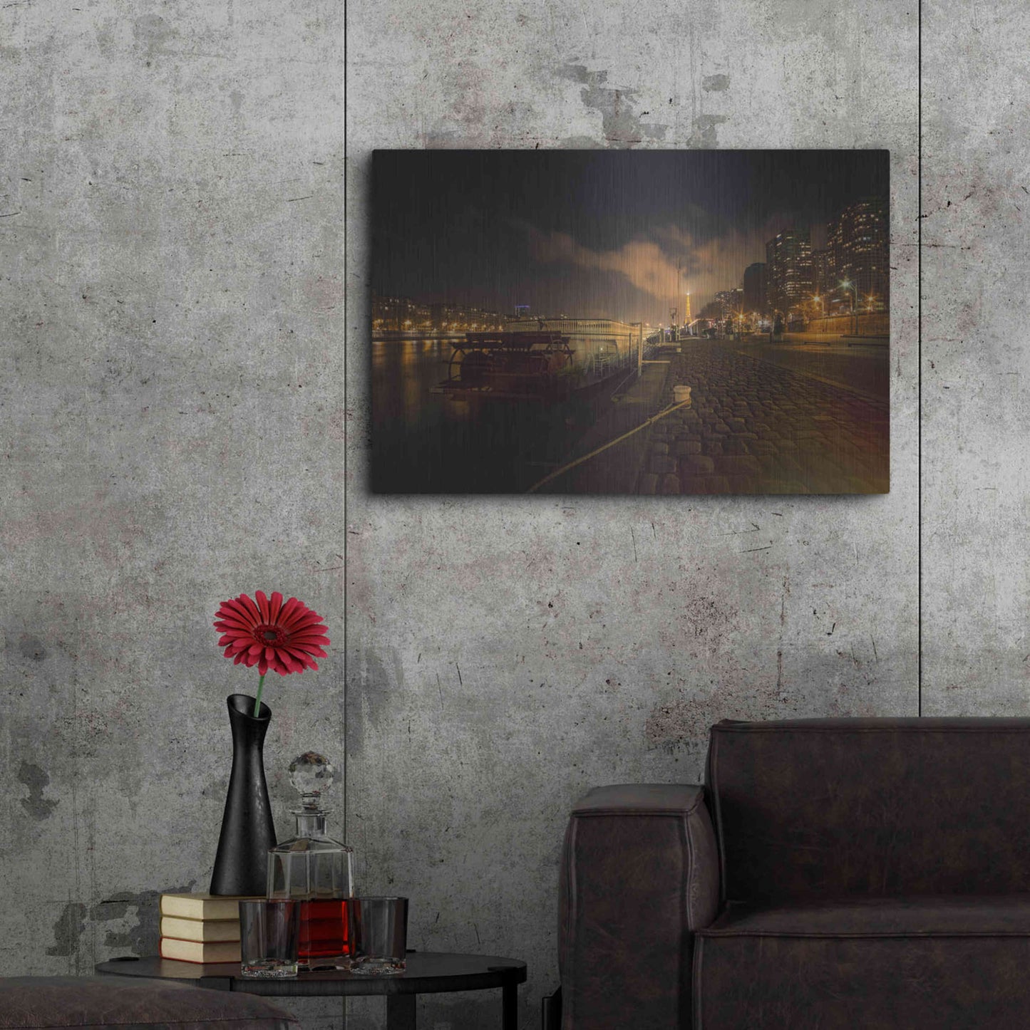 Luxe Metal Art 'Moody Eiffel' by Sebastien Lory, Metal Wall Art,36x24
