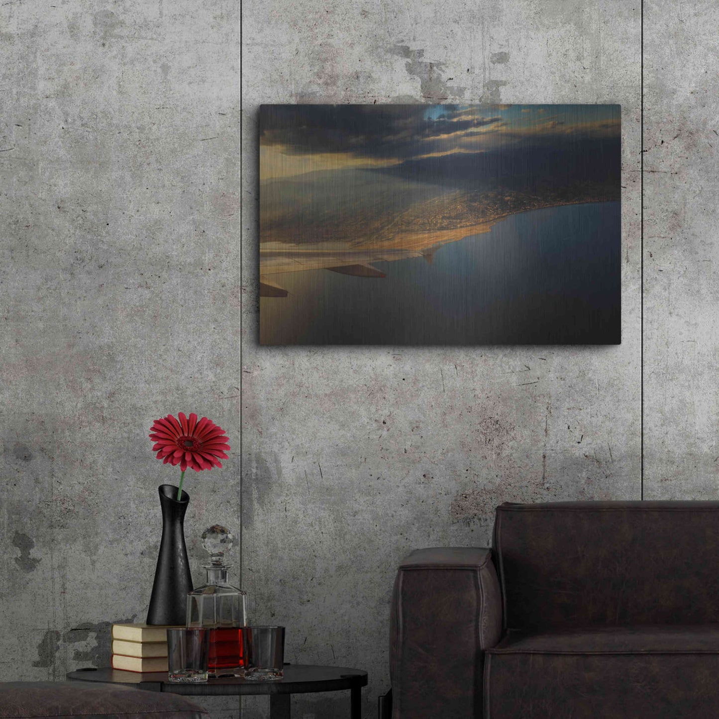 Luxe Metal Art 'Nice Airport' by Sebastien Lory, Metal Wall Art,36x24