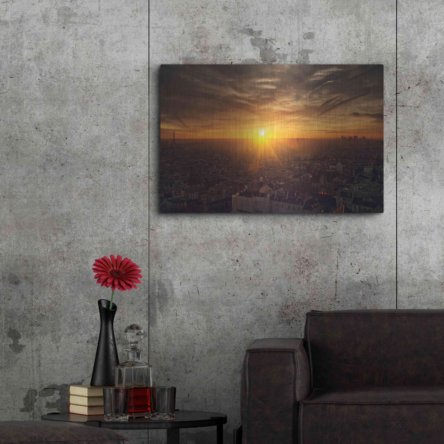 Luxe Metal Art 'Paris Sunset' by Sebastien Lory, Metal Wall Art,36x24
