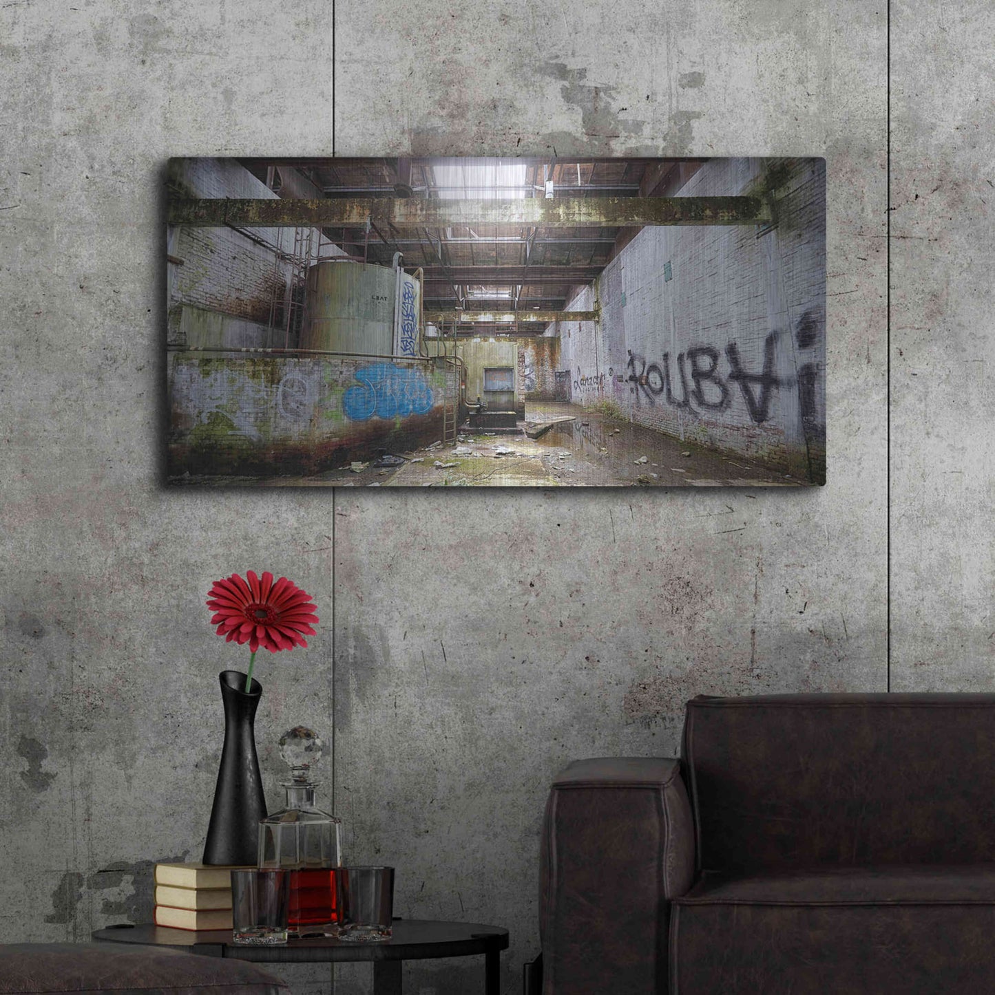 Luxe Metal Art 'Roubaix Urbex' by Sebastien Lory, Metal Wall Art,48x24