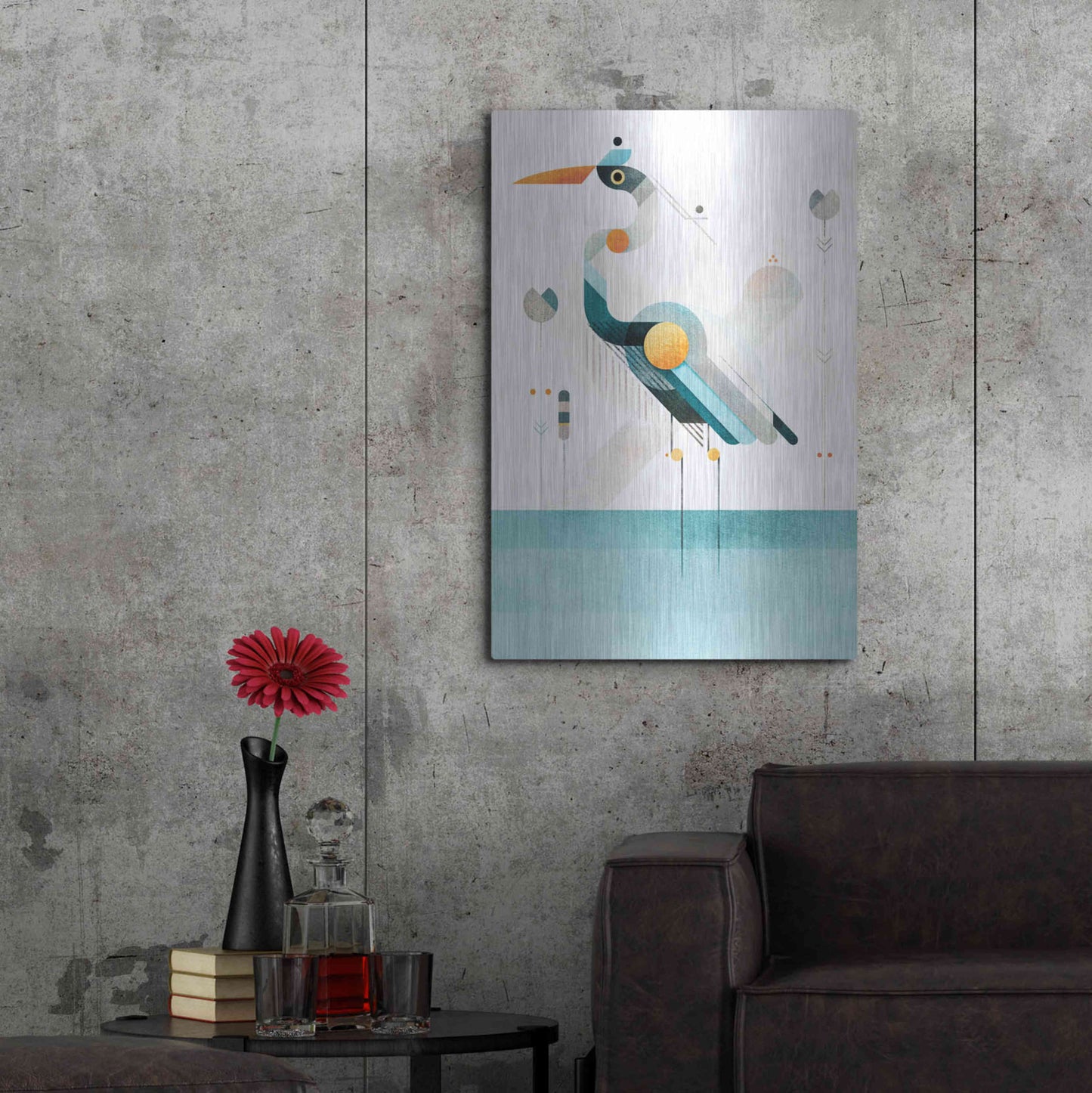Luxe Metal Art 'Blue Heron' by Antony Squizzato, Metal Wall Art,24x36