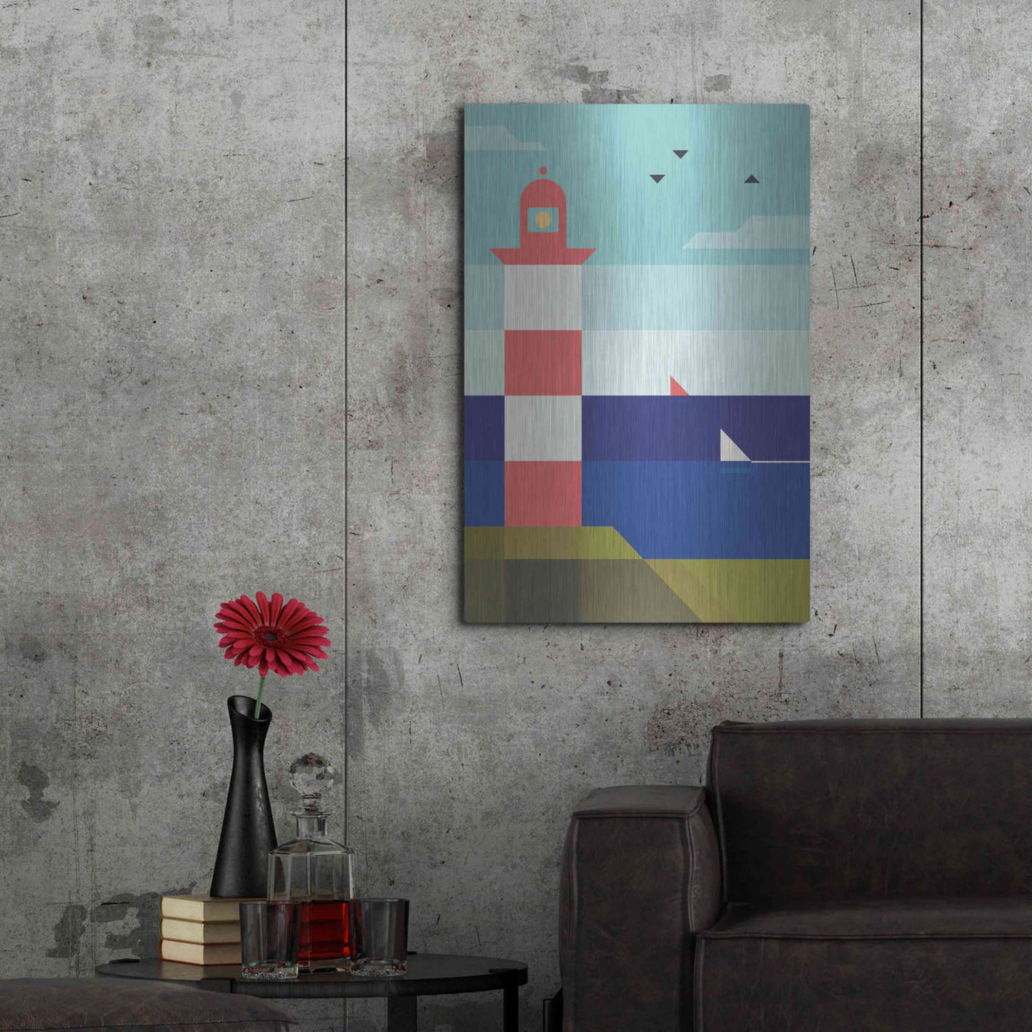 Luxe Metal Art 'Lighthouse' by Antony Squizzato, Metal Wall Art,24x36