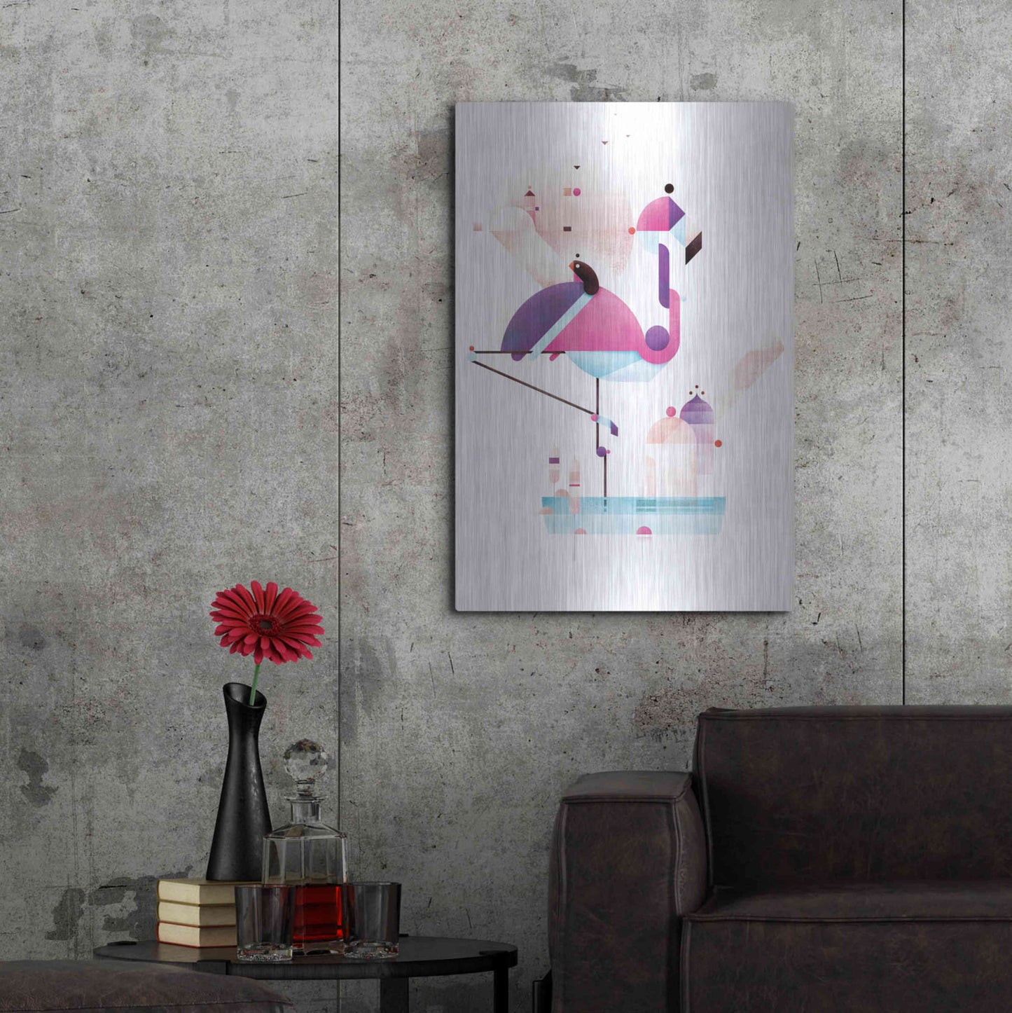 Luxe Metal Art 'Placido Flamingo' by Antony Squizzato, Metal Wall Art,24x36