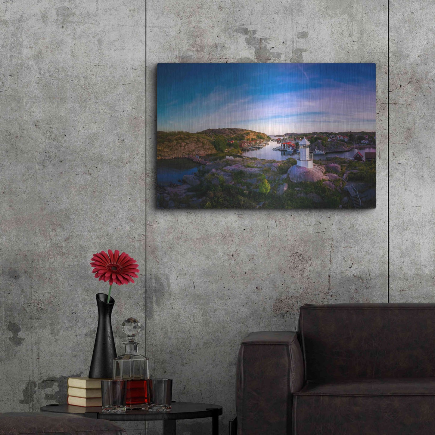 Luxe Metal Art 'Sunset Over Old Fishing Port' by Nicklas Gustafsson, Metal Wall Art,36x24