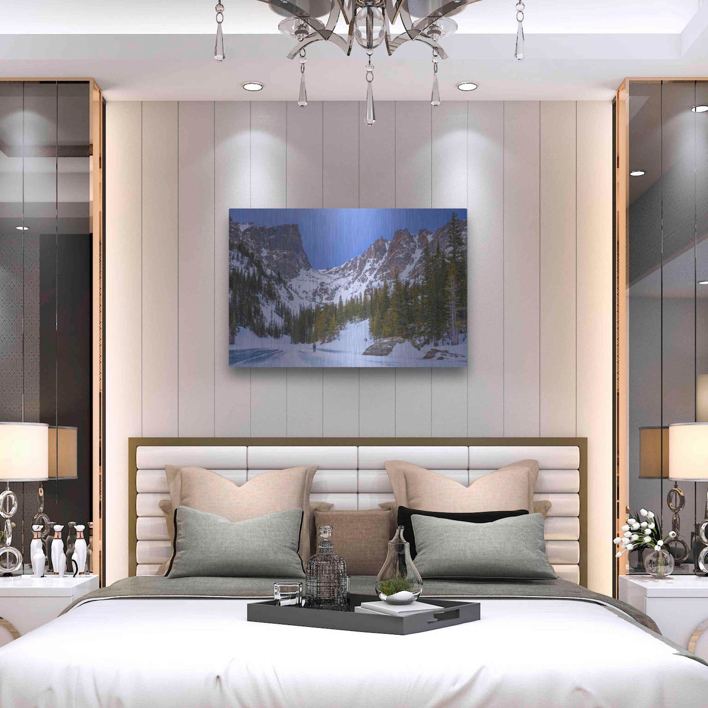 Luxe Metal Art 'Rocky Mountain Snowshoer - Rocky Mountain National Park' by Darren White, Metal Wall Art,36x24