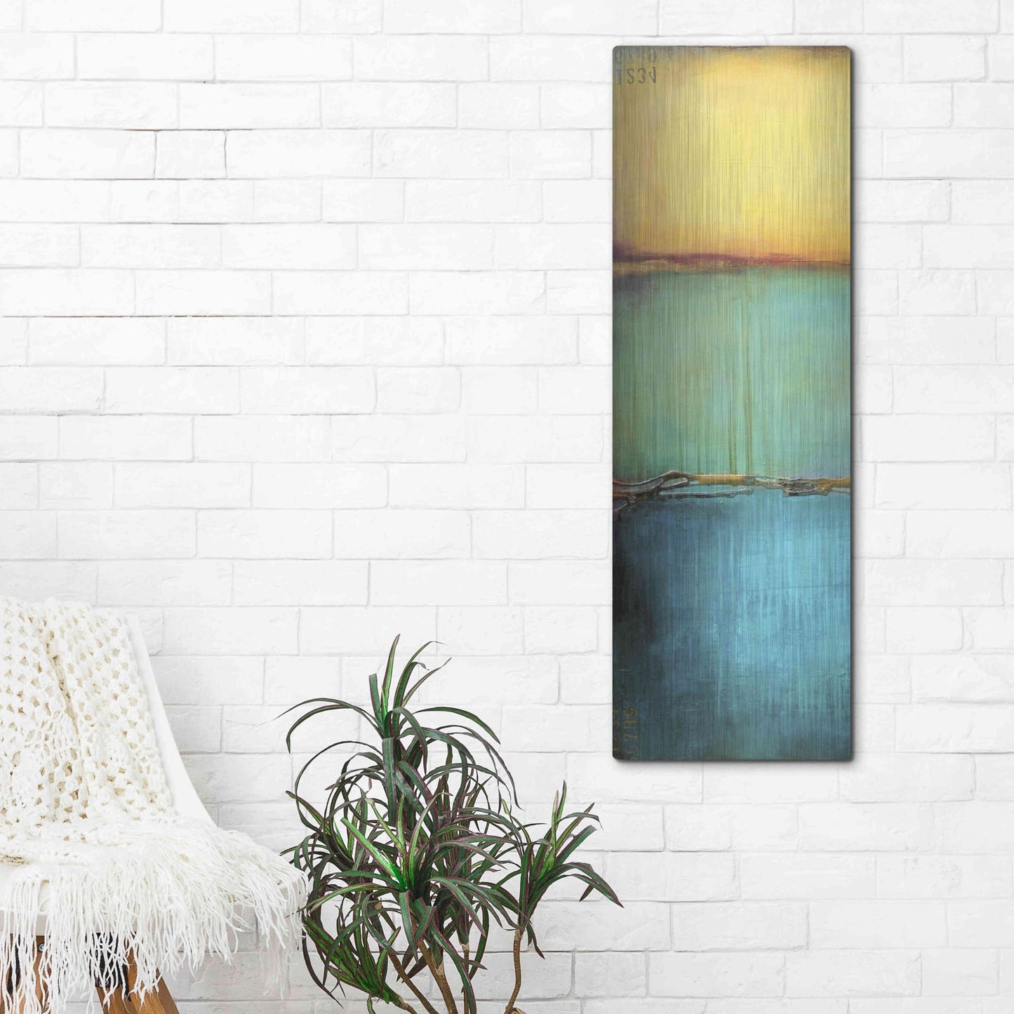 Luxe Metal Art 'Emeralds Bay I' by Erin Ashley, Metal Wall Art,16x48