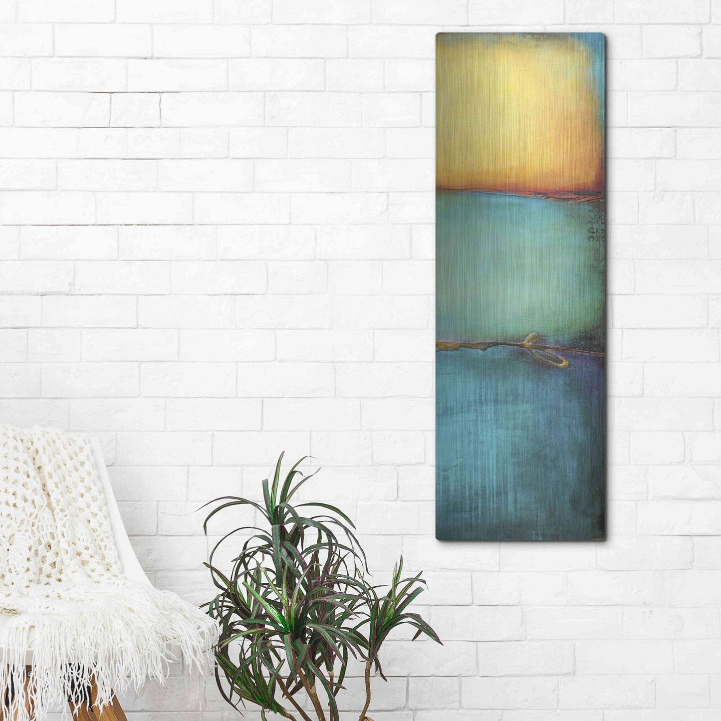 Luxe Metal Art 'Emeralds Bay II' by Erin Ashley, Metal Wall Art,16x48