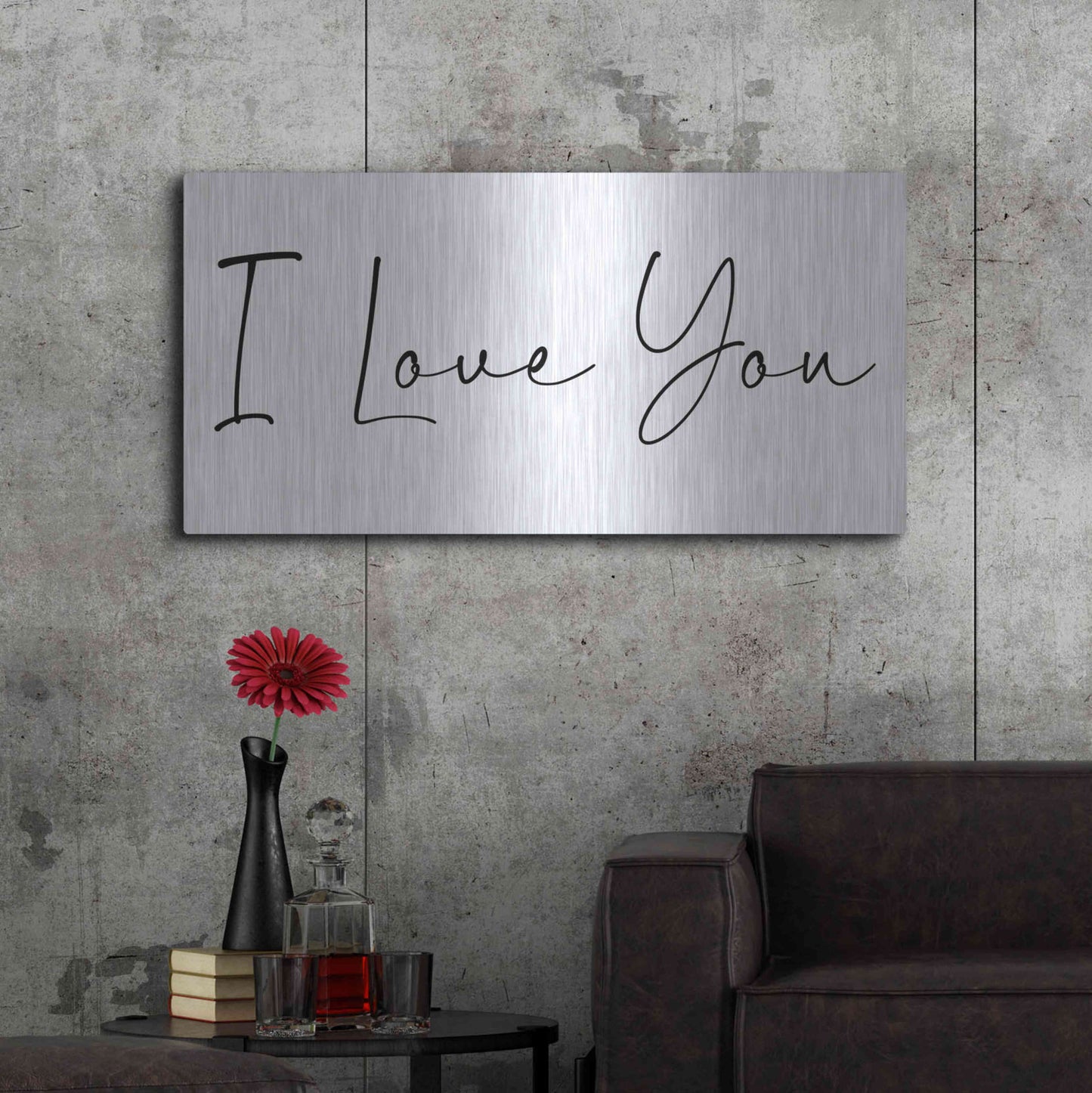 Luxe Metal Art 'I Love You' by Epic Portfolio, Metal Wall Art,48x24