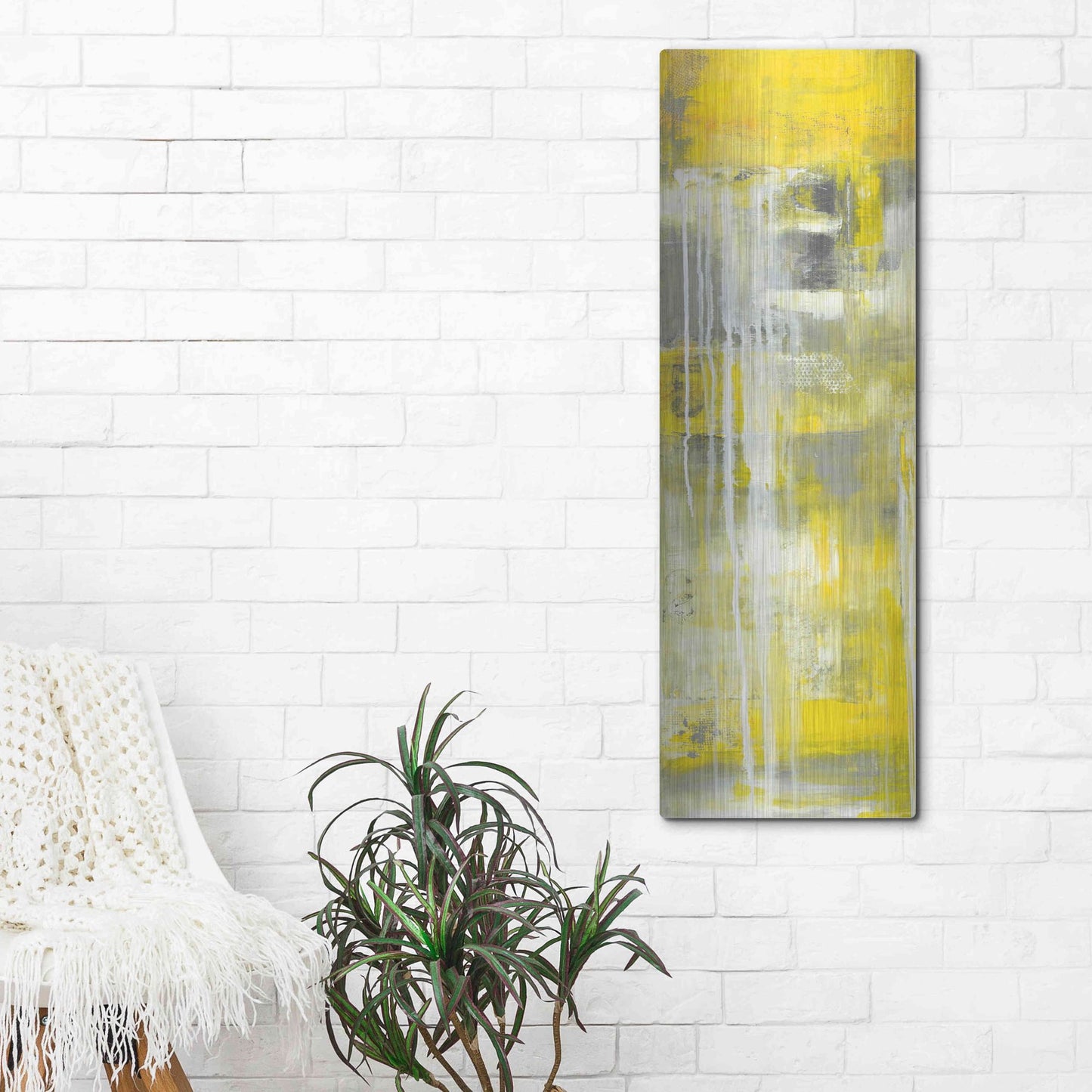 Luxe Metal Art 'Mellow Yellow I' by Erin Ashley, Metal Wall Art,16x48