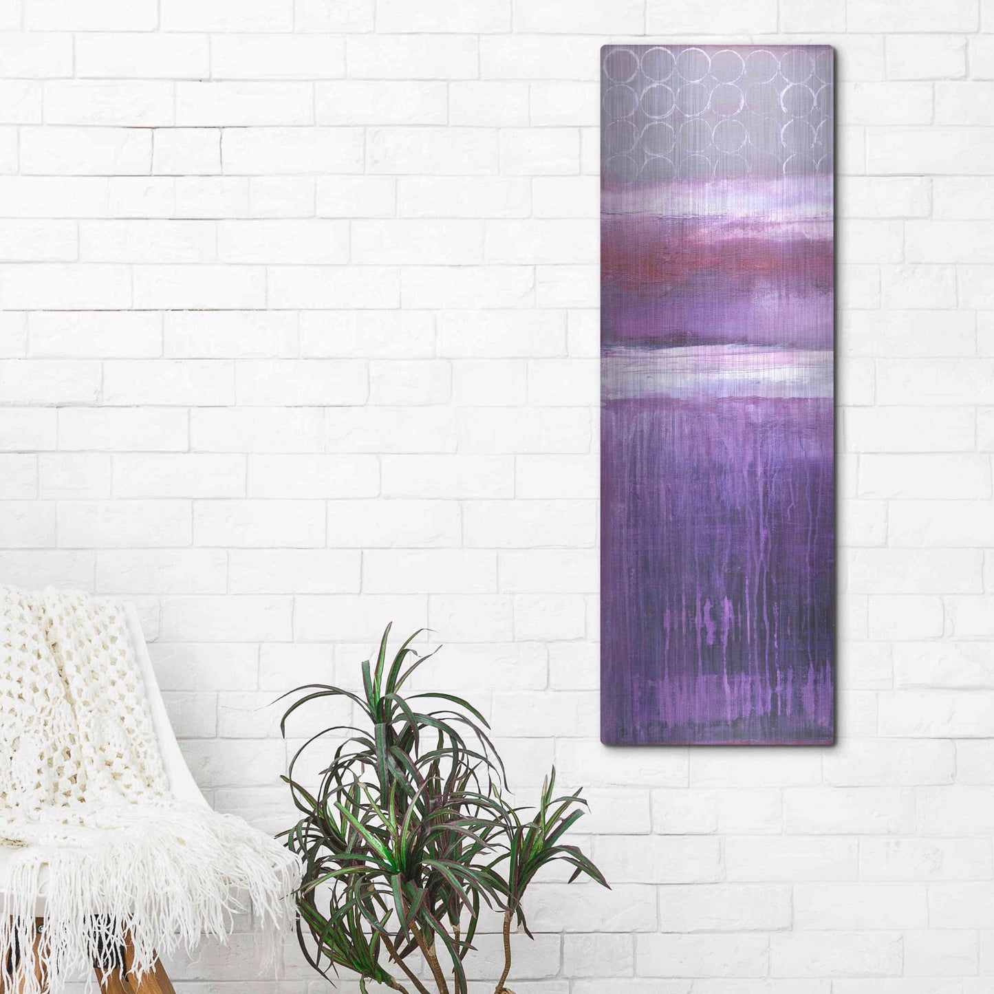 Luxe Metal Art 'Purple Rain I' by Erin Ashley, Metal Wall Art,16x48