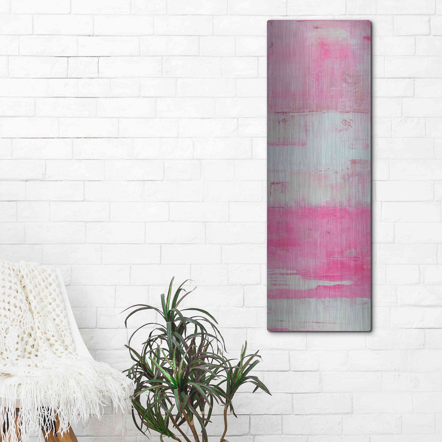 Luxe Metal Art 'Panels in Pink I' by Erin Ashley, Metal Wall Art,16x48
