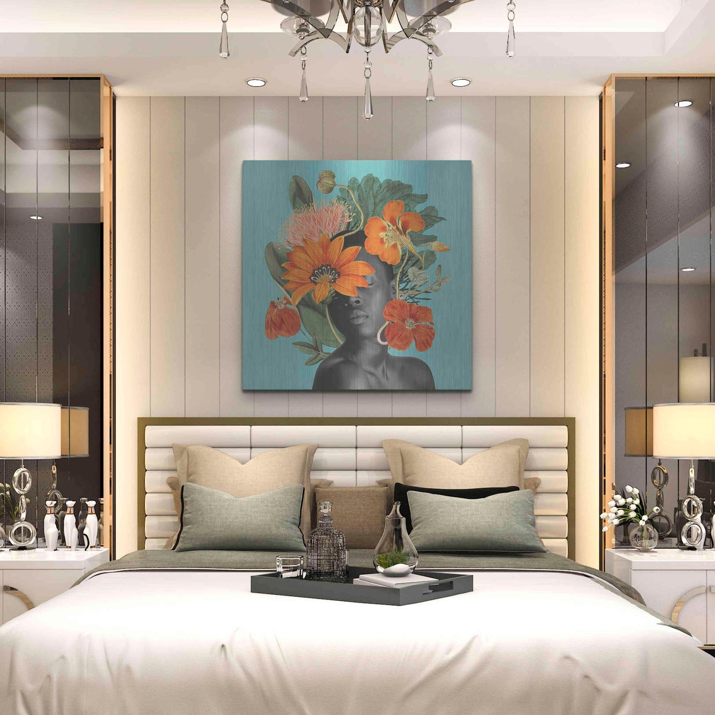 Luxe Metal Art 'Tangerine Tropics I' by Grace Popp, Metal Wall Art,36x36