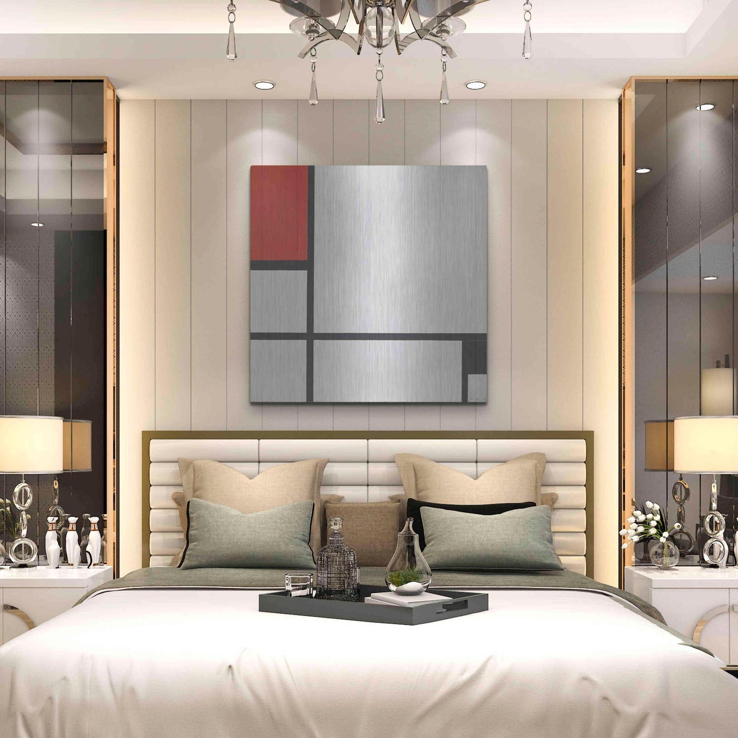 Luxe Metal Art 'Composition No.I, Avec Rouge Et Noir, 1929' by Piet Mondrian, Metal Wall Art,36x36