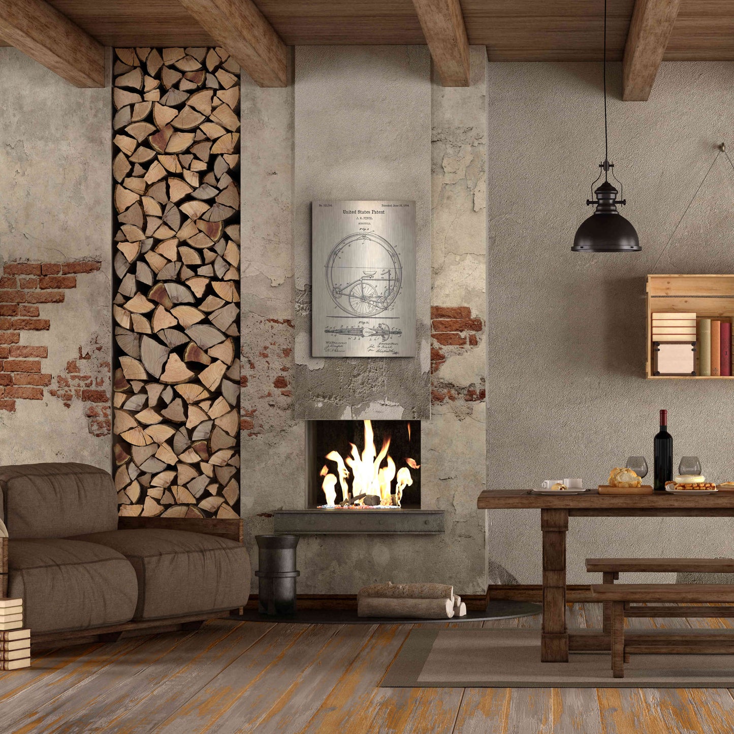 Luxe Metal Art 'Monocycle Vintage Patent Blueprint,' Metal Wall Art,24x36