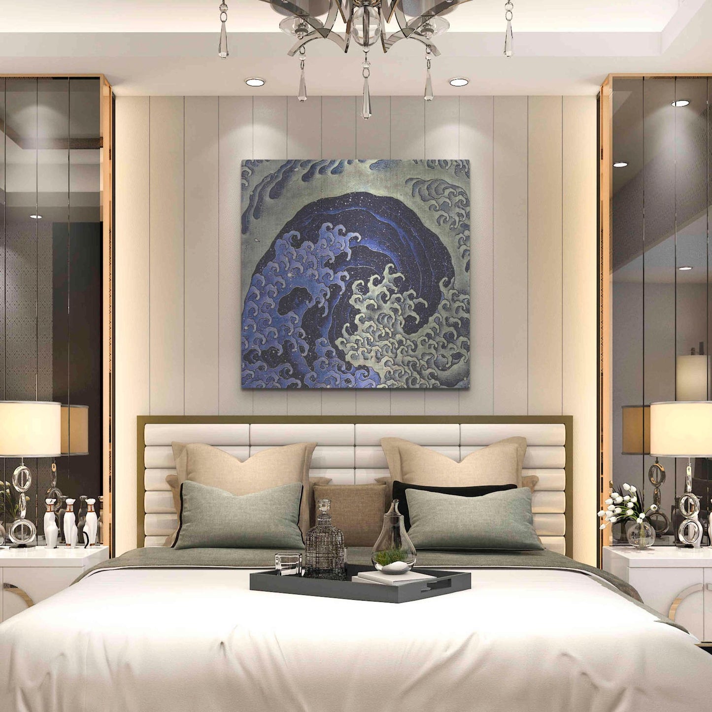 Luxe Metal Art 'Feminine Waves (Menami)' by Katsushika Hokusai Metal Wall Art,36x36