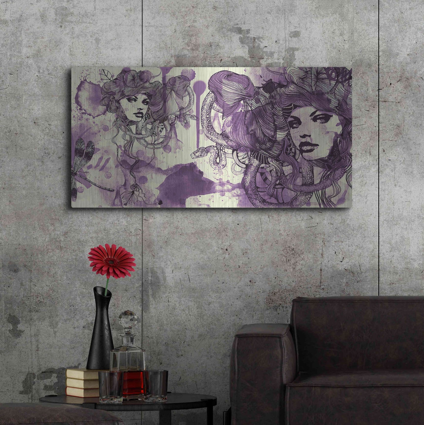 Luxe Metal Art 'Viola' by Giulio Lurissevich, Metal Wall Art,48x24