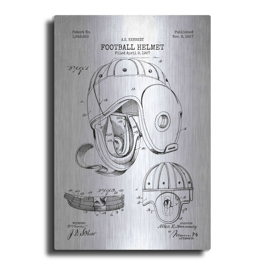 Luxe Metal Art 'Football Helmet Blueprint Patent White' Metal Wall Art