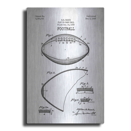 Luxe Metal Art 'Football Blueprint Patent White' Metal Wall Art