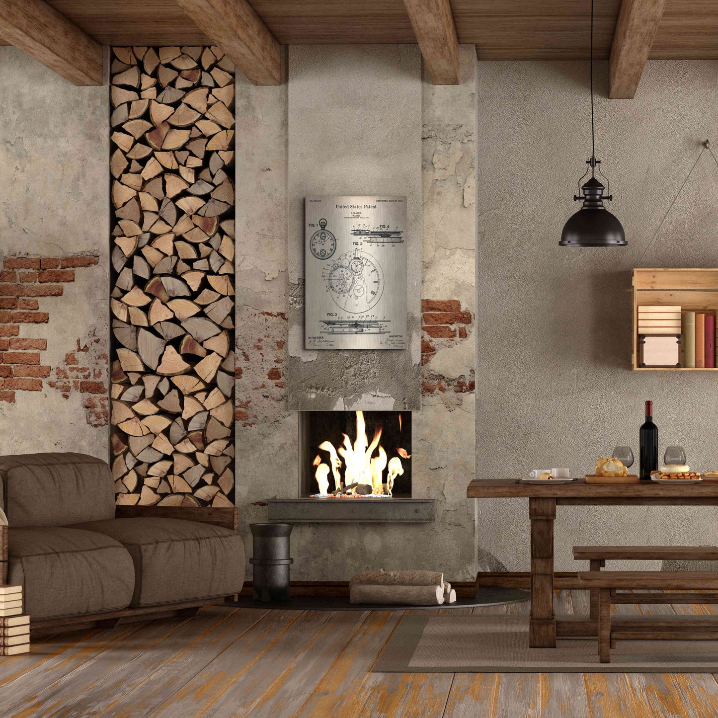 Luxe Metal Art 'Stopwatch Vintage Patent Blueprint,' Metal Wall Art,24x36